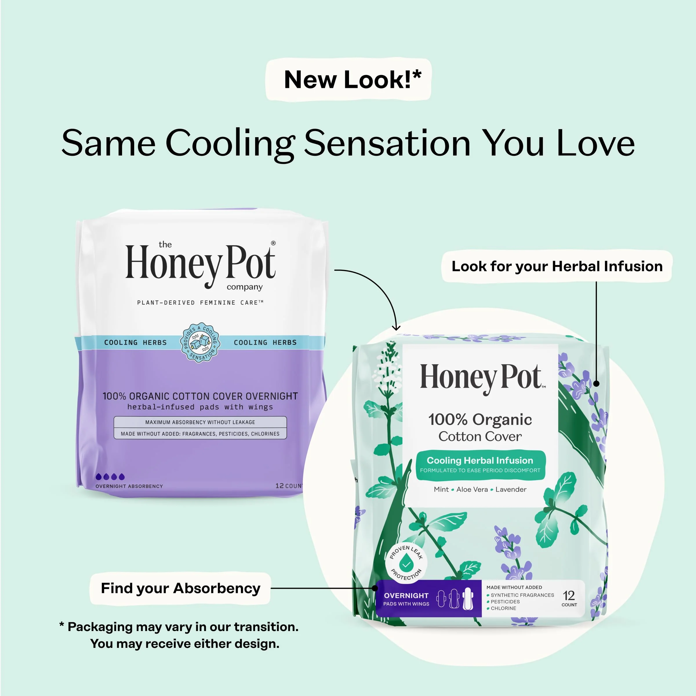 The Honey Pot Company - 48 ct - Herbal Pads for Women - Overnight w/Wings - Infused w/Essential Oils for Cooling Effect & Organic Cotton Cover - Feminine Care - Image 2