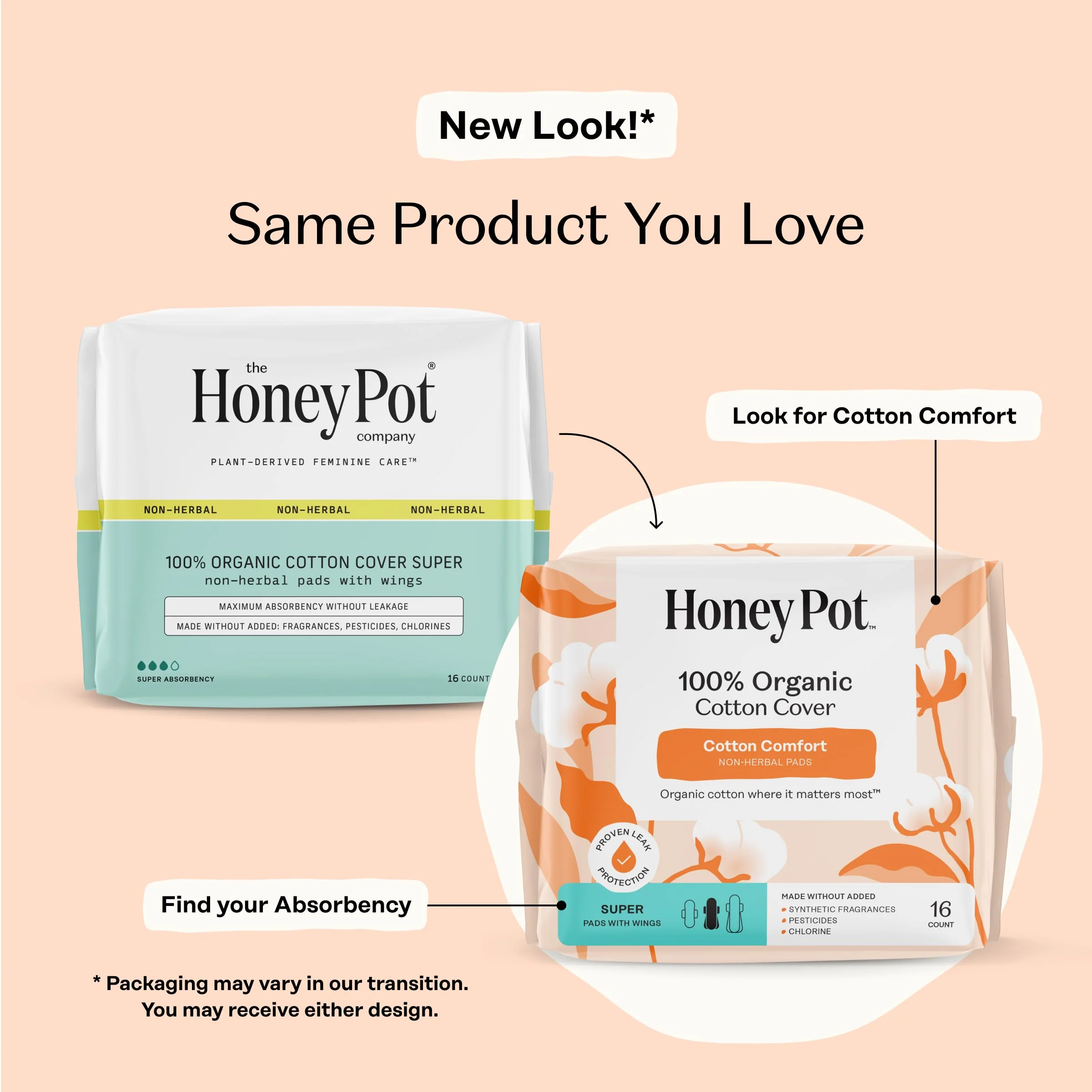 The Honey Pot Company - 64ct - Sanitary Pads for Women - Non-Herbal Heavy Overnight w/Wings - Organic Cotton Cover & Ultra-Absorbent Pulp Core - Feminine Care - Image 2