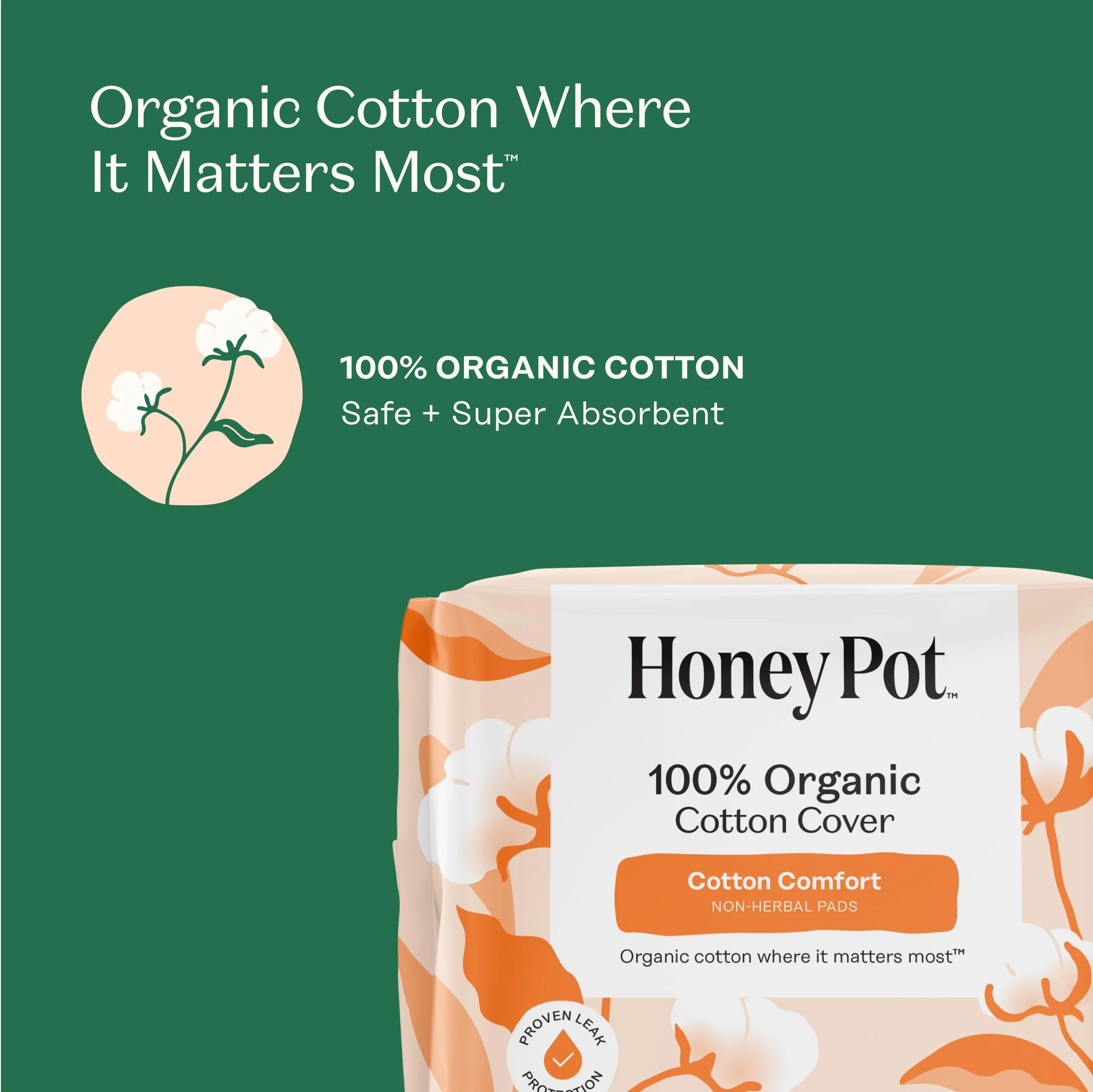 The Honey Pot Company - 64ct - Sanitary Pads for Women - Non-Herbal Heavy Overnight w/Wings - Organic Cotton Cover & Ultra-Absorbent Pulp Core - Feminine Care - Image 3