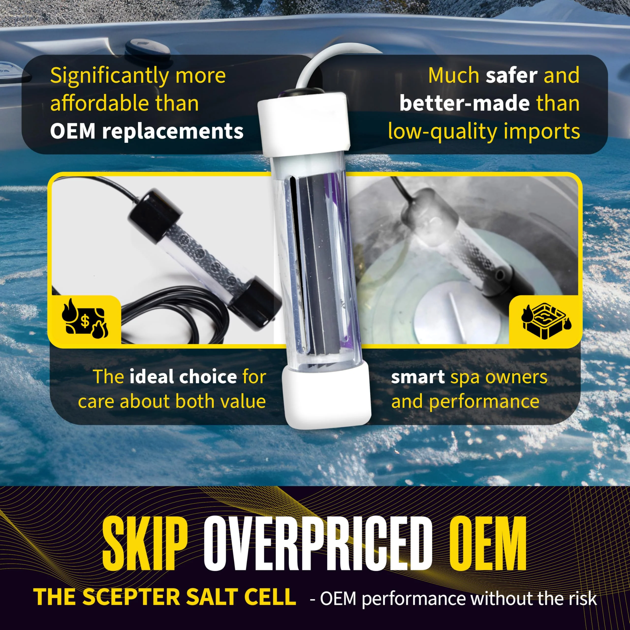 The Hot Tub Wizard - The Scepter Salt Cell Replacement for ACE Sanitizing System by Hot Spring - 76078 Quality Replacement Part - Easy Install, Long Lasting - Hotsprings Spa Parts - Made in the USA - Image 4