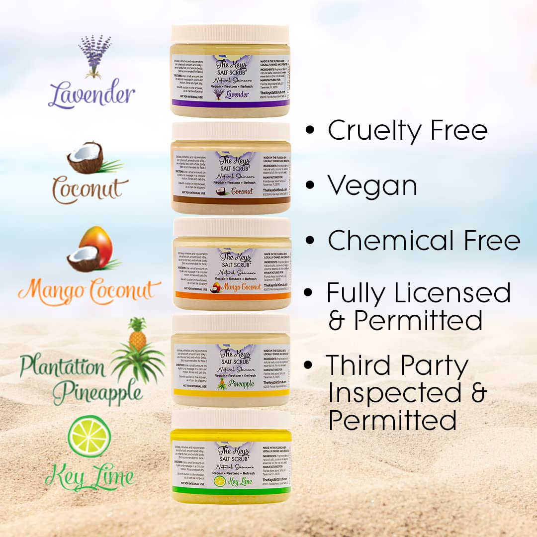 The Keys Salt Scrub -Sea Salt Scrub - Exfoliating Body Scrub with Wooden Spoon - Moisturizing Exfoliator for Hands, Foot, Bath, (12 Ounce (Pack of 1), Key Lime) - Image 3