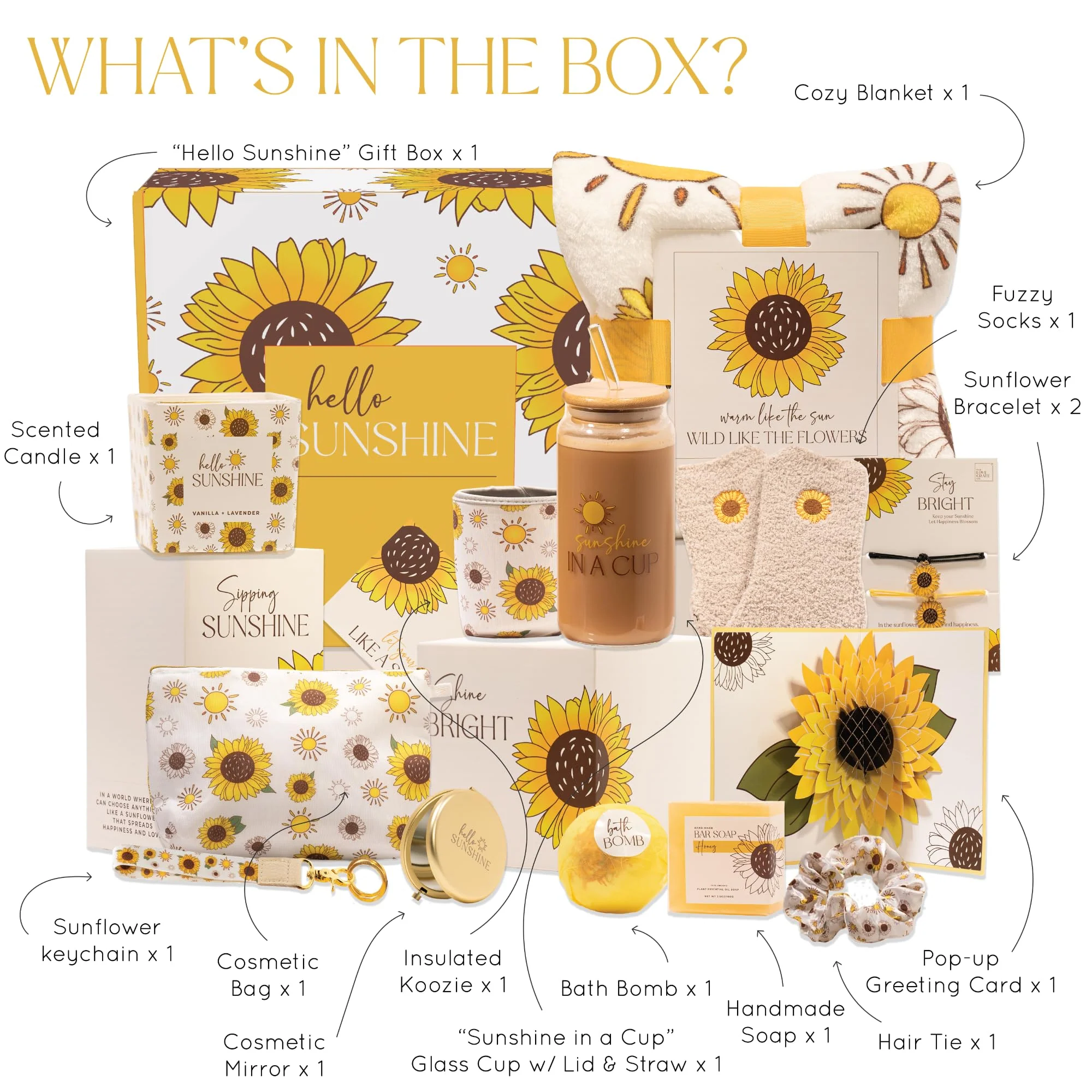 The Love Crate Co Gift Baskets for Women, Unique Birthday Gifts, Best Friend Birthday Gift, Get Well Soon, Sending Sunshine Sunflower Gifts for Women, Thinking of You Care Package - Image 9