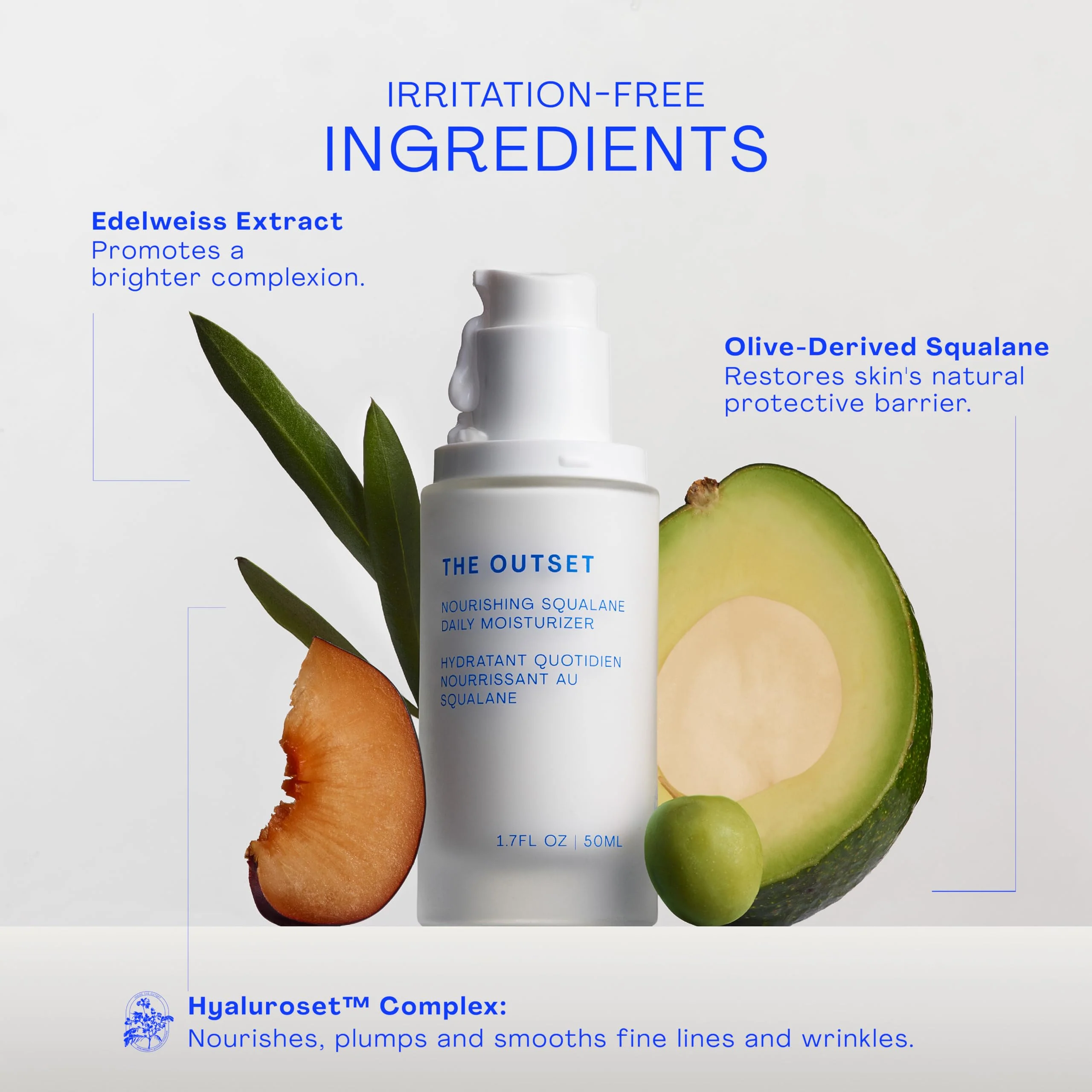 The Outset Squalane Daily Face Moisturizer, Hydrating Barrier Repair Face Cream, Non-Comedogenic, Fragrance-Free, Gluten Free Clean Vegan Facial Moisturizer for Sensitive & All Skin Types – 1.7 fl oz - Image 5