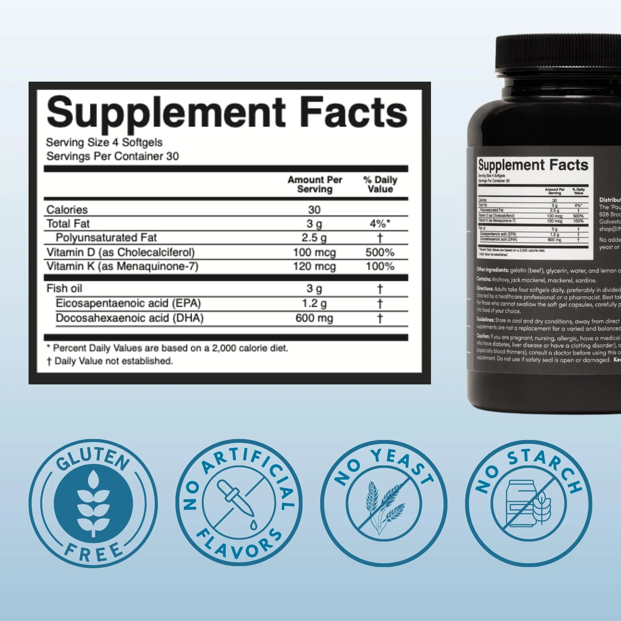 The 'Pause Life Omega 3, Vitamin D & K2, Gluten Free Supplement, Fish Oil and Vitamin Formula, Immune Support, Daily Wellness Routine, Natural Ingredients, Dairy Free, Unflavored, 120 Softgels - Image 8