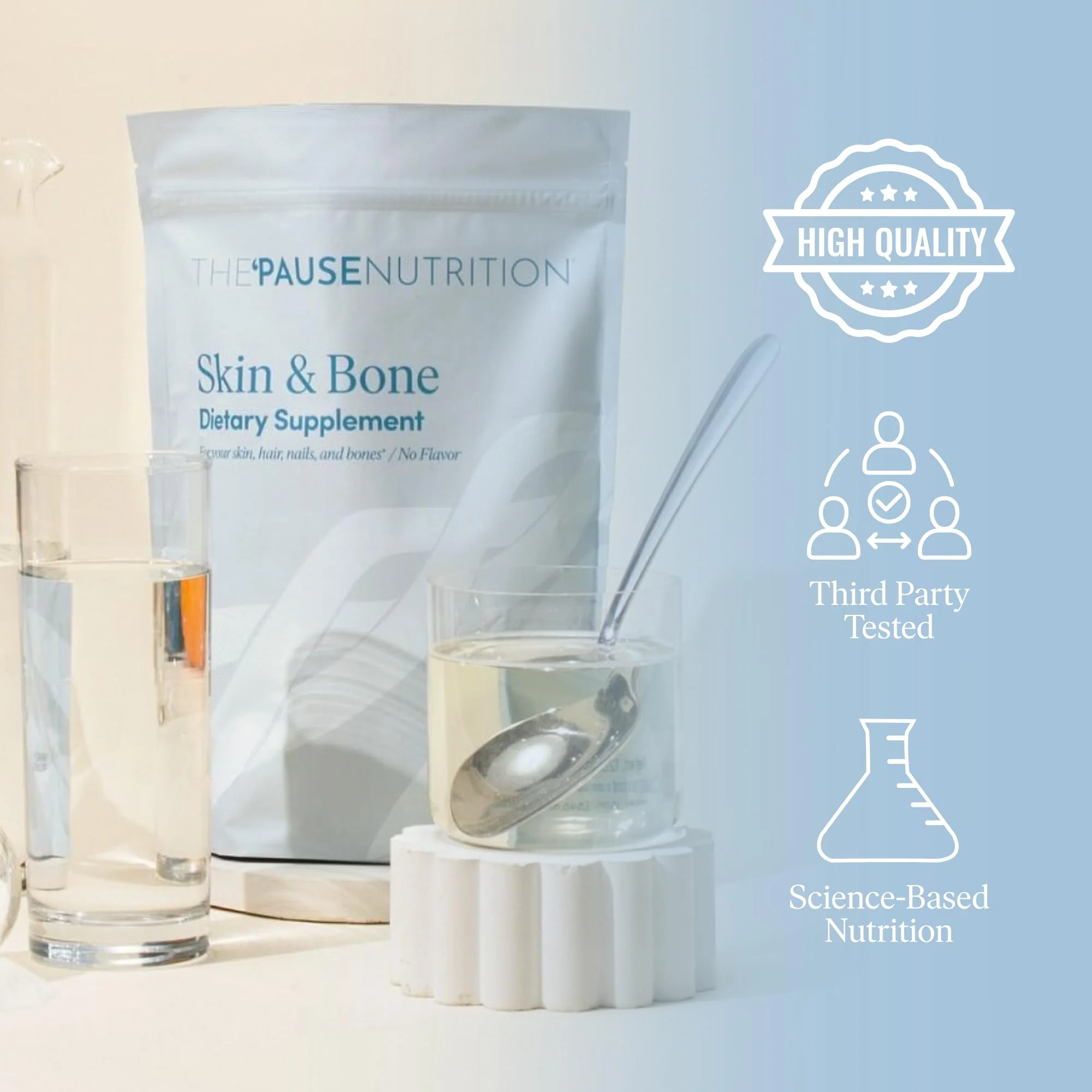 The 'Pause Life Skin & Bone, Verisol & Fortibone Collagen Peptides, Powder Formula with Hyaluronic Acid and Vitamin C, Gluten Free Supplement, Skin, Nails & Hair Support, Unflavored, Easy to Mix 12 OZ - Image 7