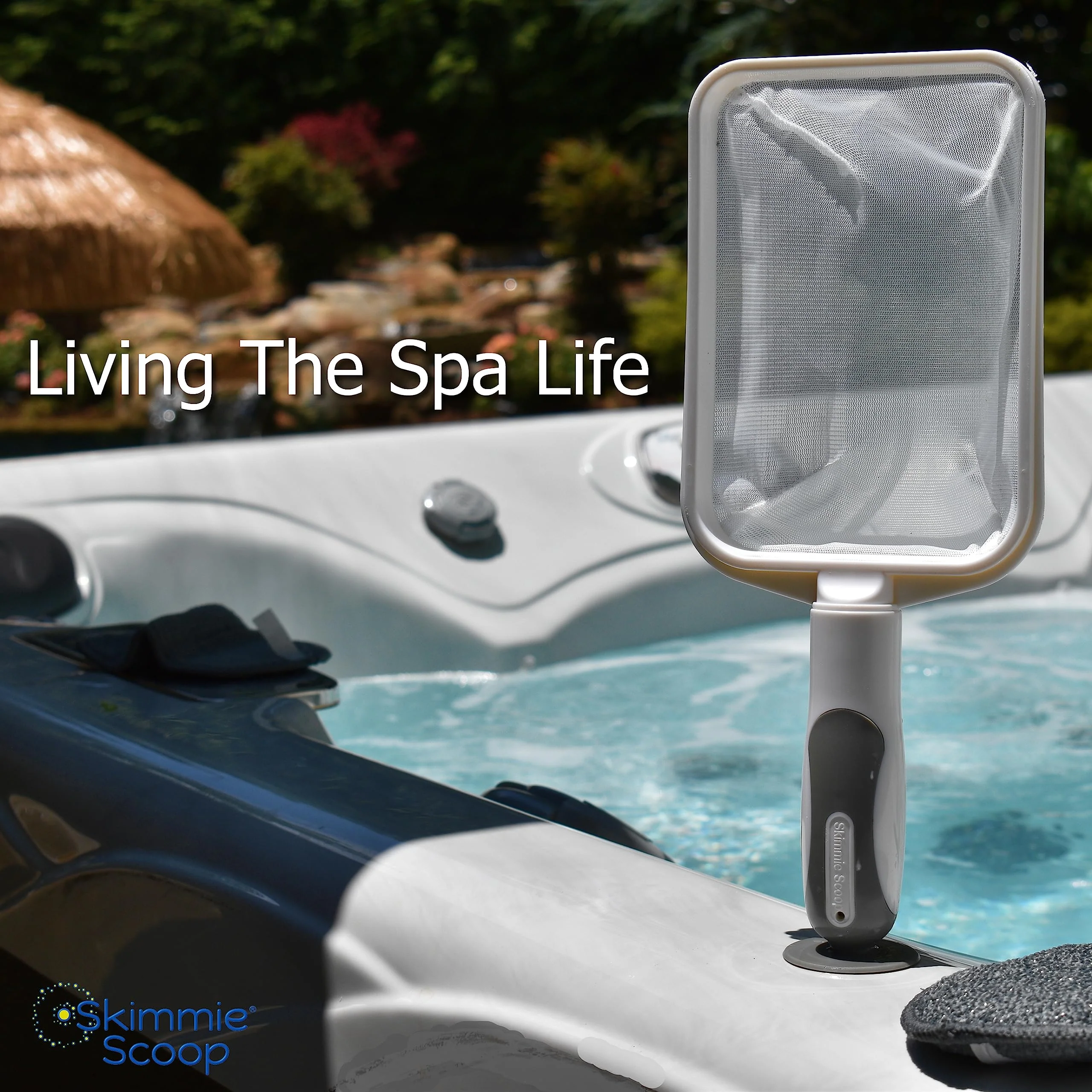 The Skimmie Scoop - Patented Handheld Skimmer with Fine Mesh Net for Spa, Hot Tub, Cold Plunge and Small Pool Cleaning - Lightweight and Durable with Powerful Suction Cup - Clean Out Filter (White) - Image 3