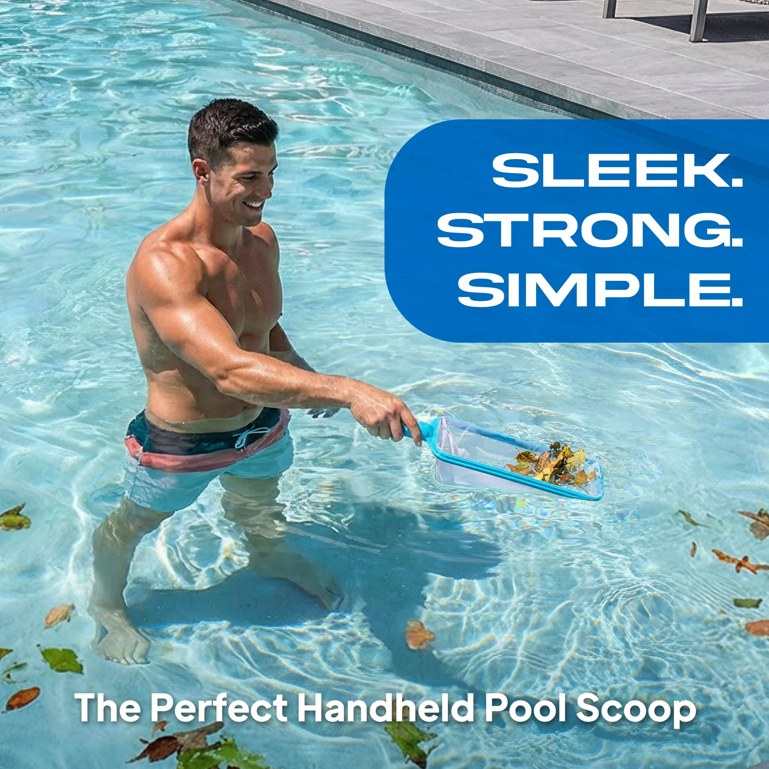 The Skimmie Swim-N-Scoop in-Pool Handheld Skimmer Net for Scooping Debris, Leaves, and Bugs While Swimming - Image 3