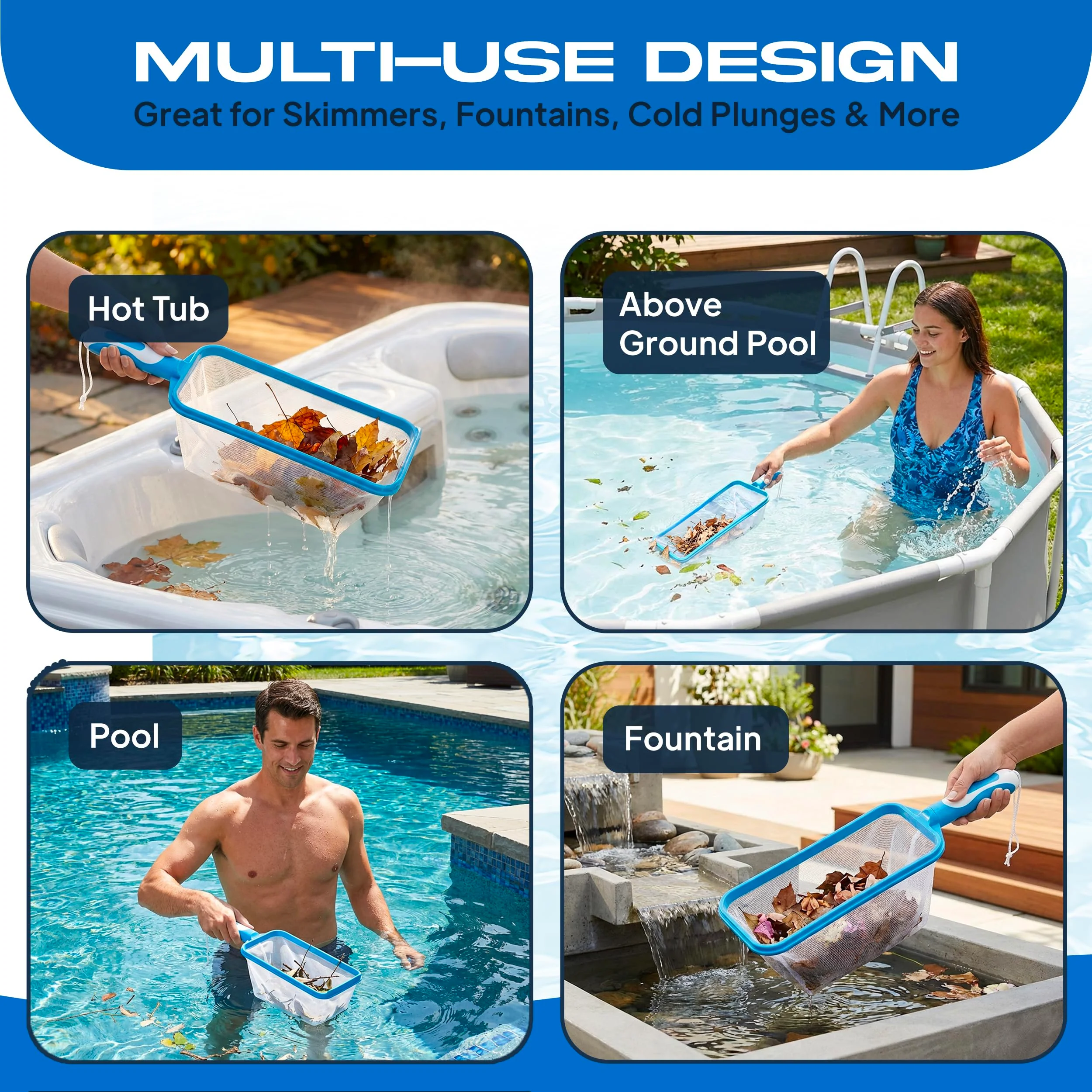 The Skimmie Swim-N-Scoop in-Pool Handheld Skimmer Net for Scooping Debris, Leaves, and Bugs While Swimming - Image 4