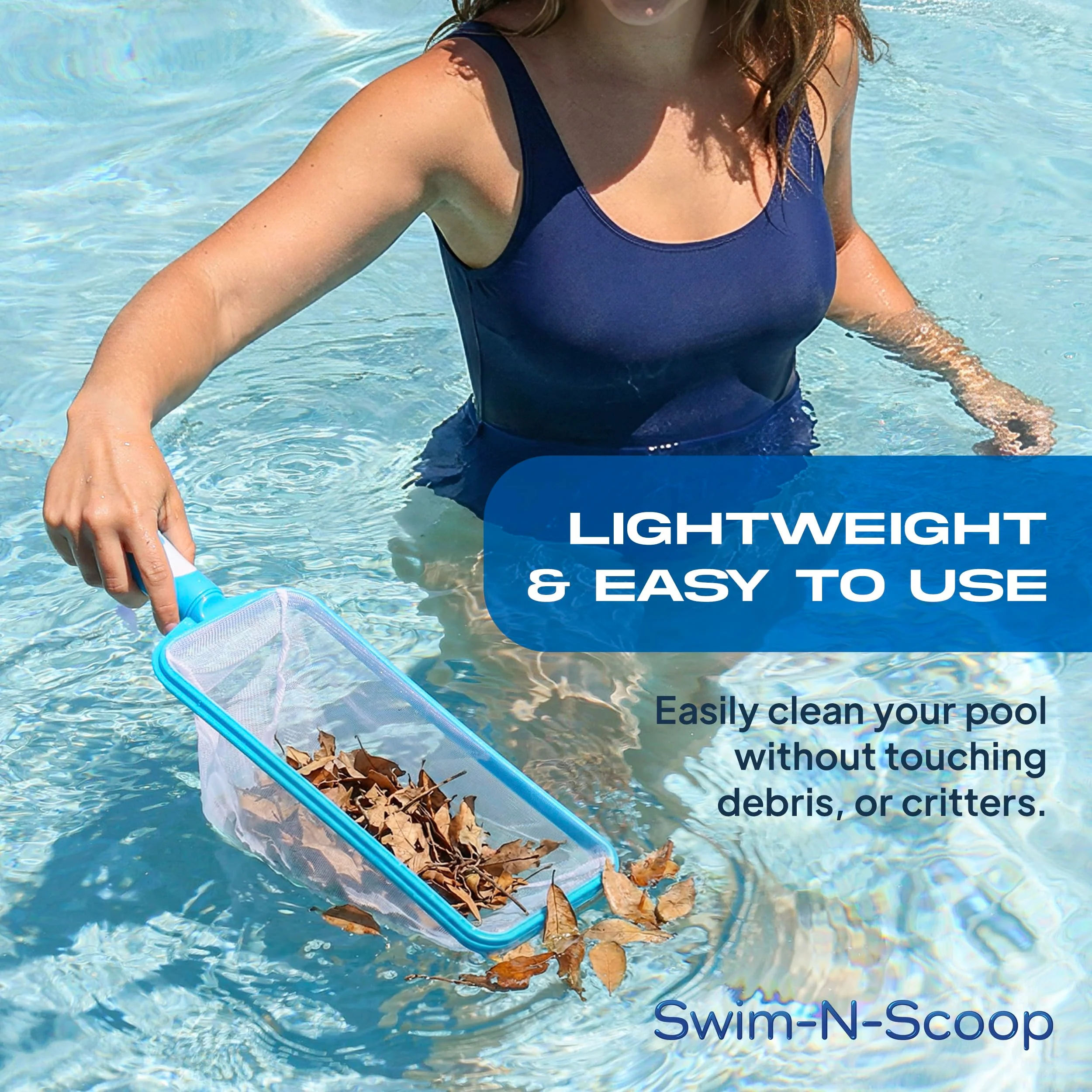 The Skimmie Swim-N-Scoop in-Pool Handheld Skimmer Net for Scooping Debris, Leaves, and Bugs While Swimming - Image 6
