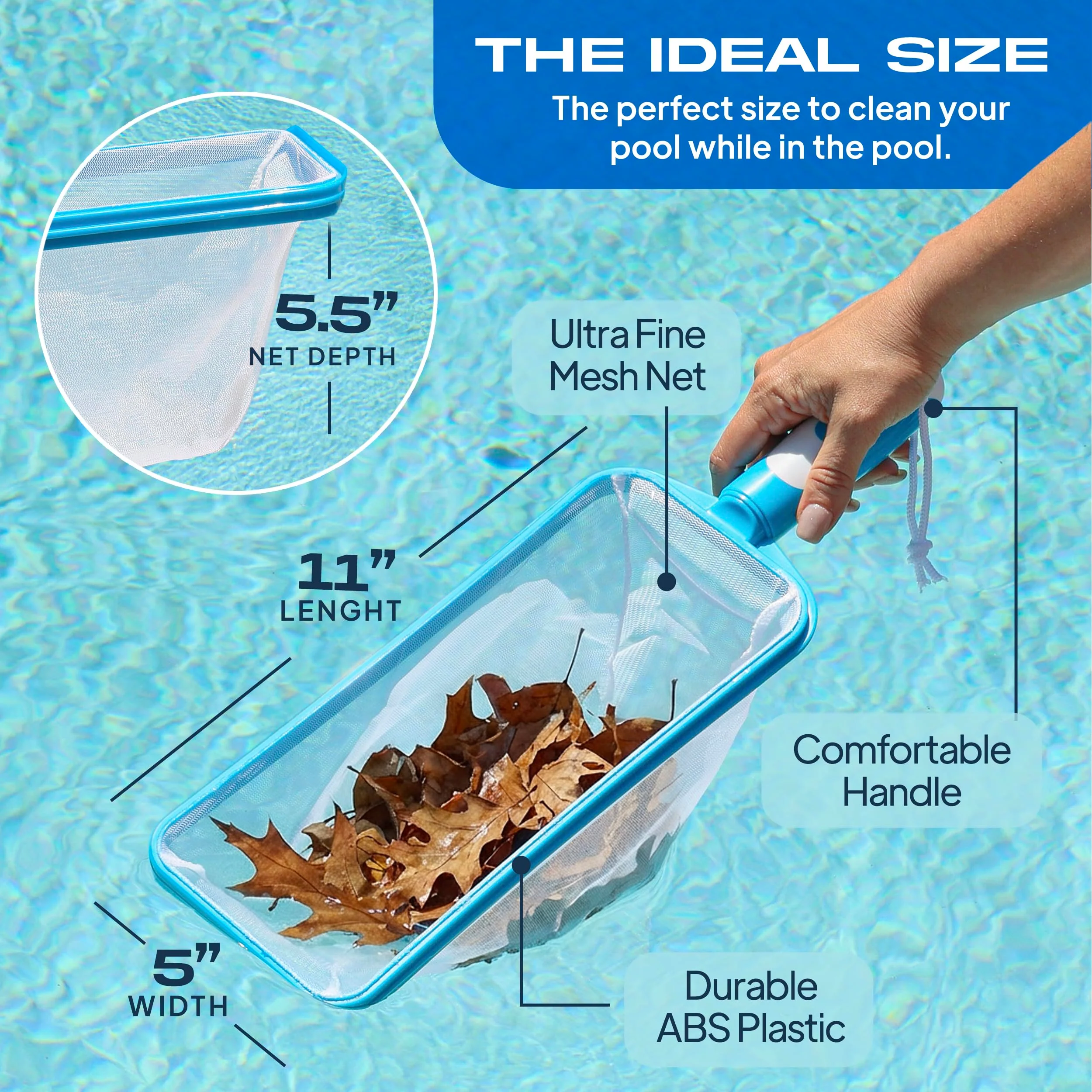 The Skimmie Swim-N-Scoop in-Pool Handheld Skimmer Net for Scooping Debris, Leaves, and Bugs While Swimming - Image 7