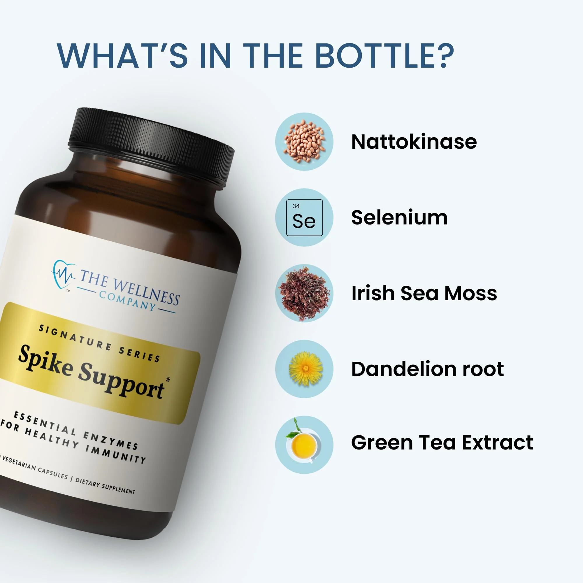 The Wellness Company Spike Support - Detox, Immune Health, Blood Flow, Anti-Clotting - Nattokinase, Dandelion Root, & Black Sativa | 120ct (2 Month Supply) - Image 5