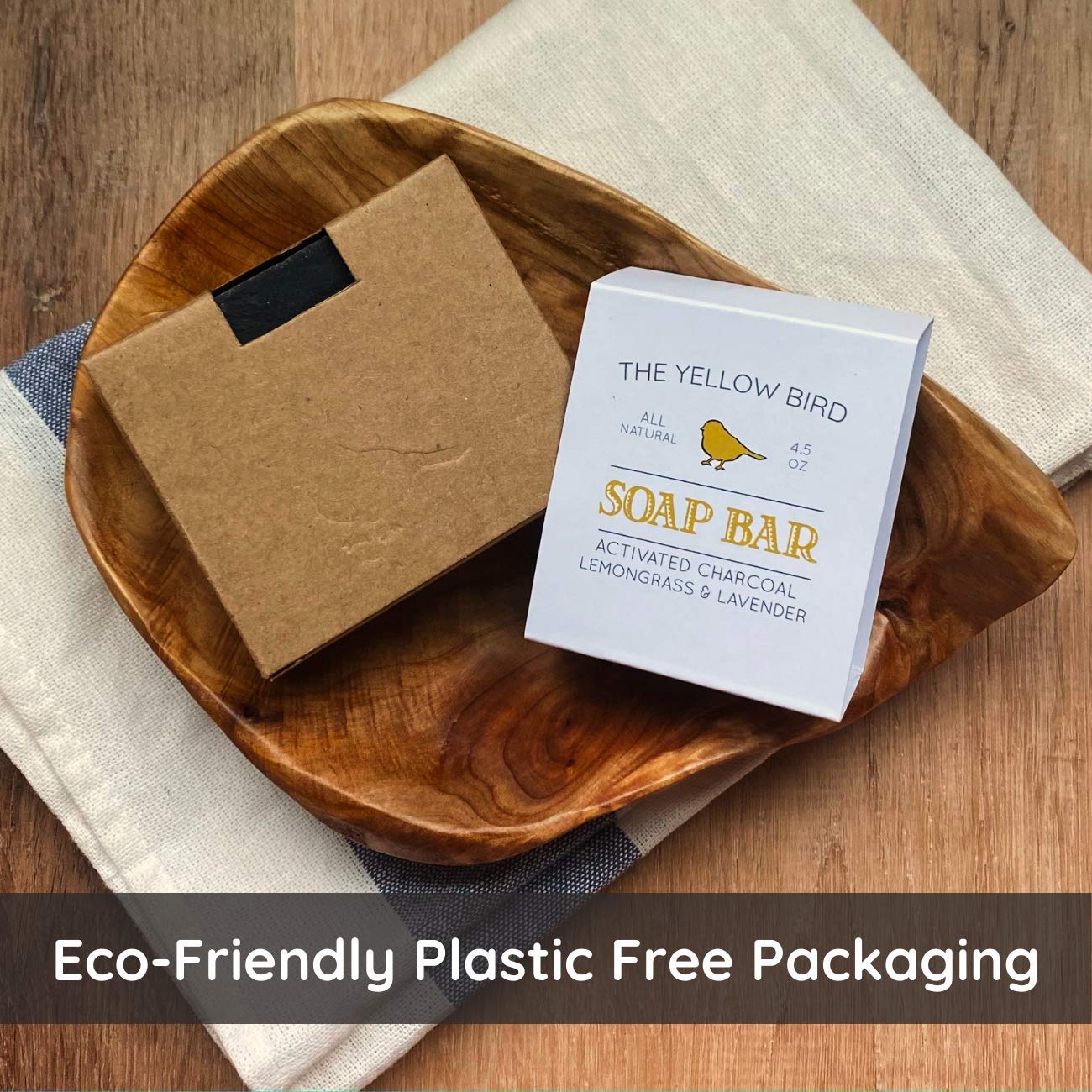 The Yellow Bird Natural Charcoal Soap Bar for Face, Body, Acne, Oily, and Sensitive Skin. (2 Bars) - Image 3