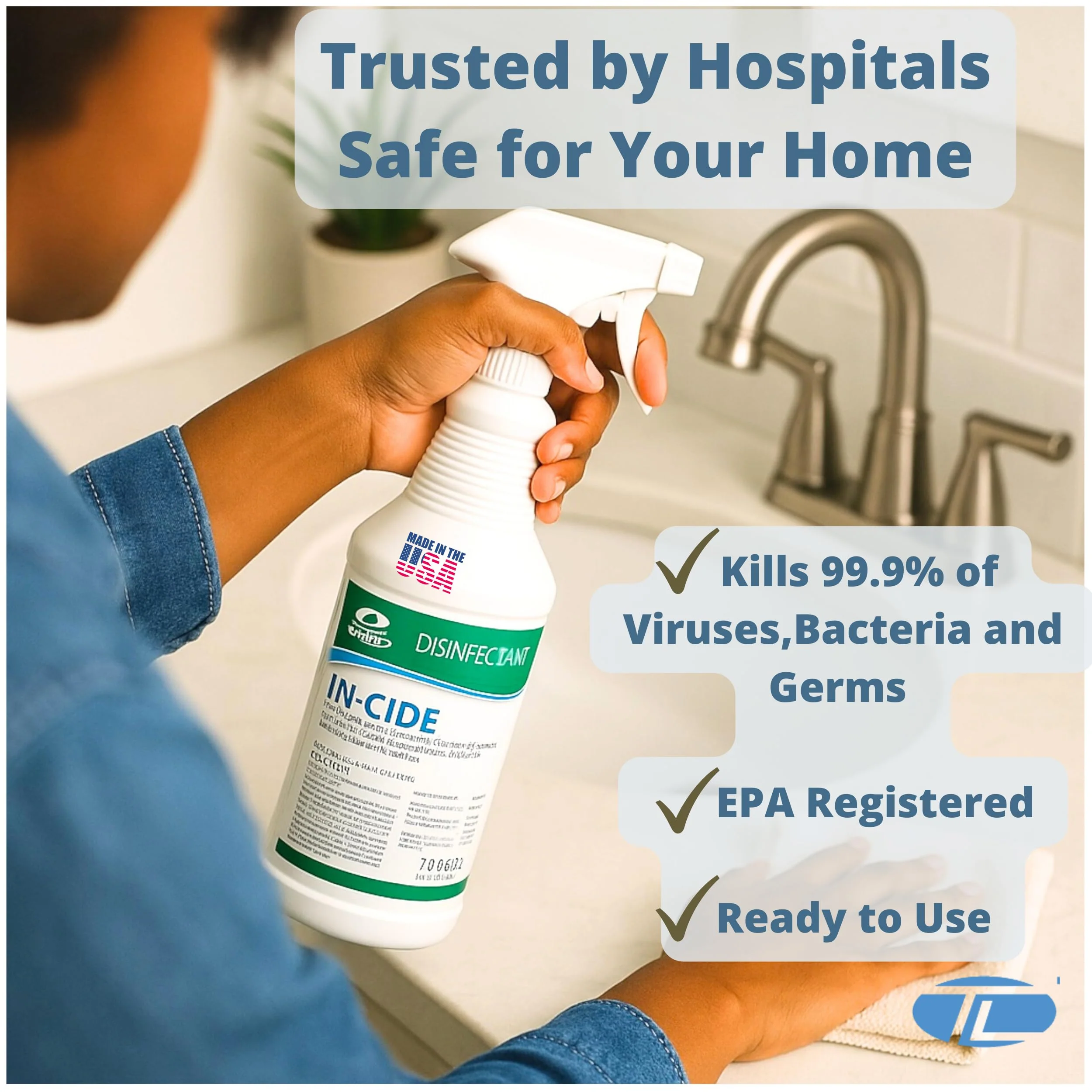 Theochem In-Cide EPA Registered Disinfectant Spray - Kills 99.9% of Germs, Mold, Mildew and MRSA - Multi-Surface Cleaner for Home, School & Hospital - Fresh Scent - 32 oz (2 Pack) - Image 7