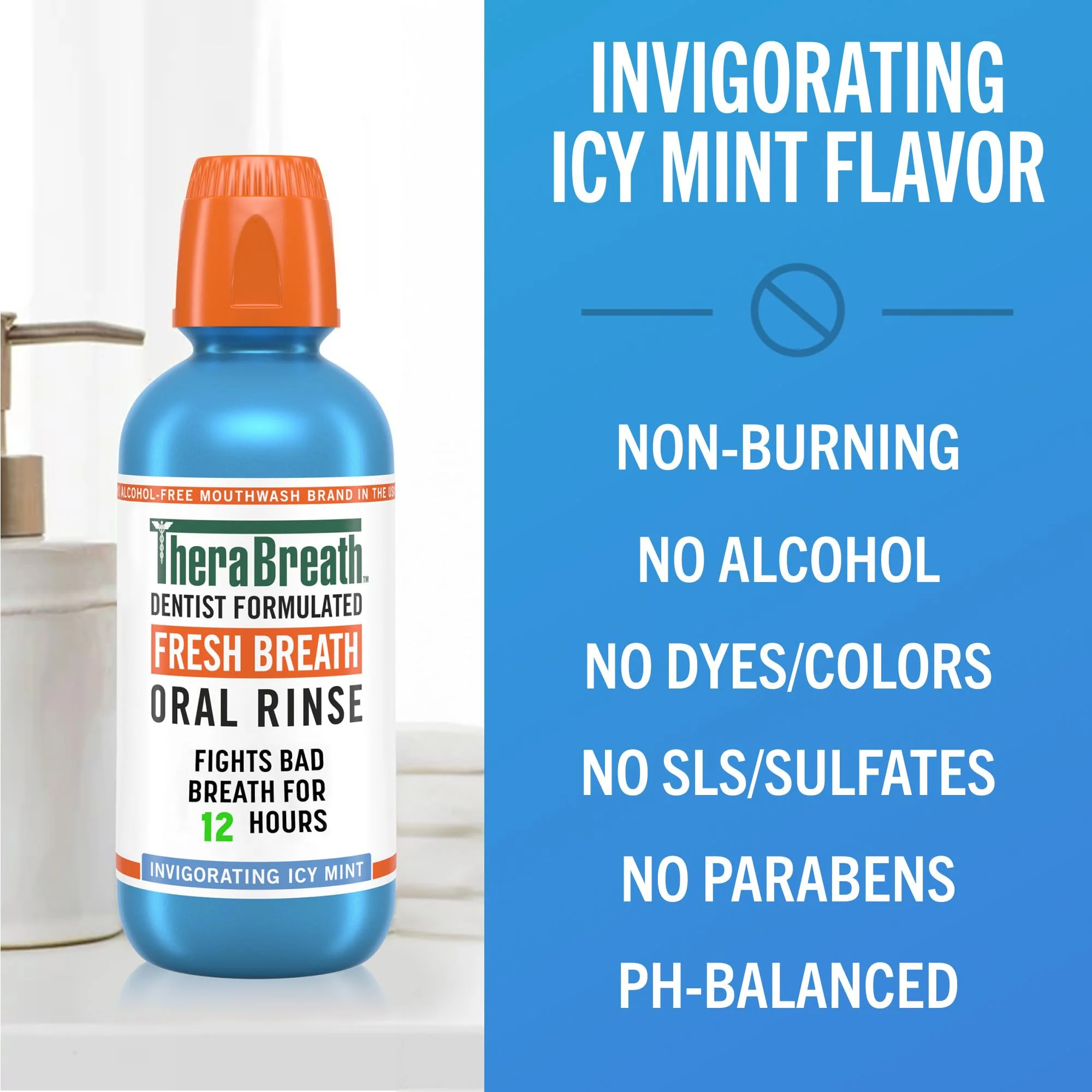 TheraBreath Fresh Breath Mouthwash, Icy Mint Flavor, Alcohol-Free, 16 Fl Oz (Pack of 2) - Image 6