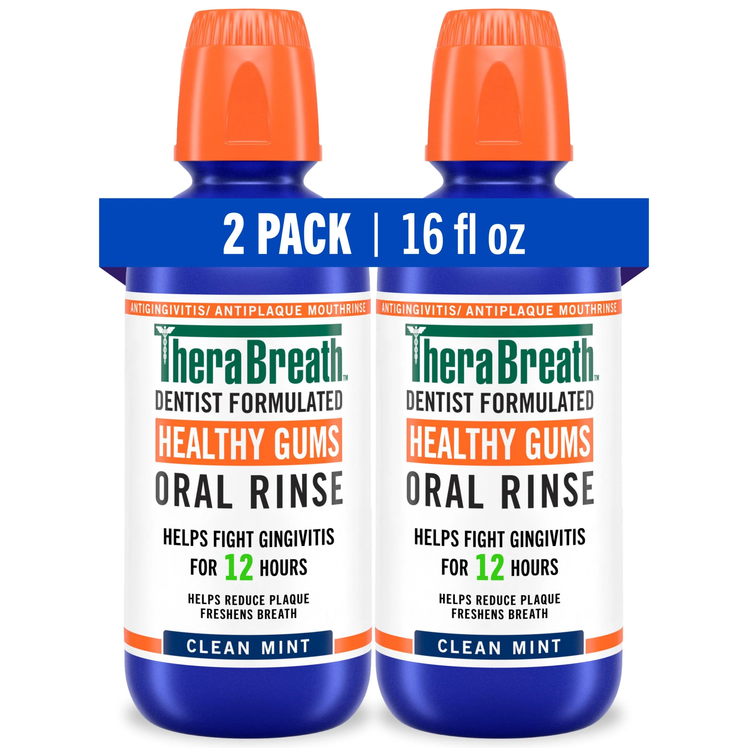 TheraBreath Healthy Gums Oral Rinse, Antigingivitis, Clean Mint Flavor, Dentist Formulated to Help Prevent Gingivitis and Support Gum Health, Alcohol Free, 16 Fl Oz (Pack of 2) - Image 2