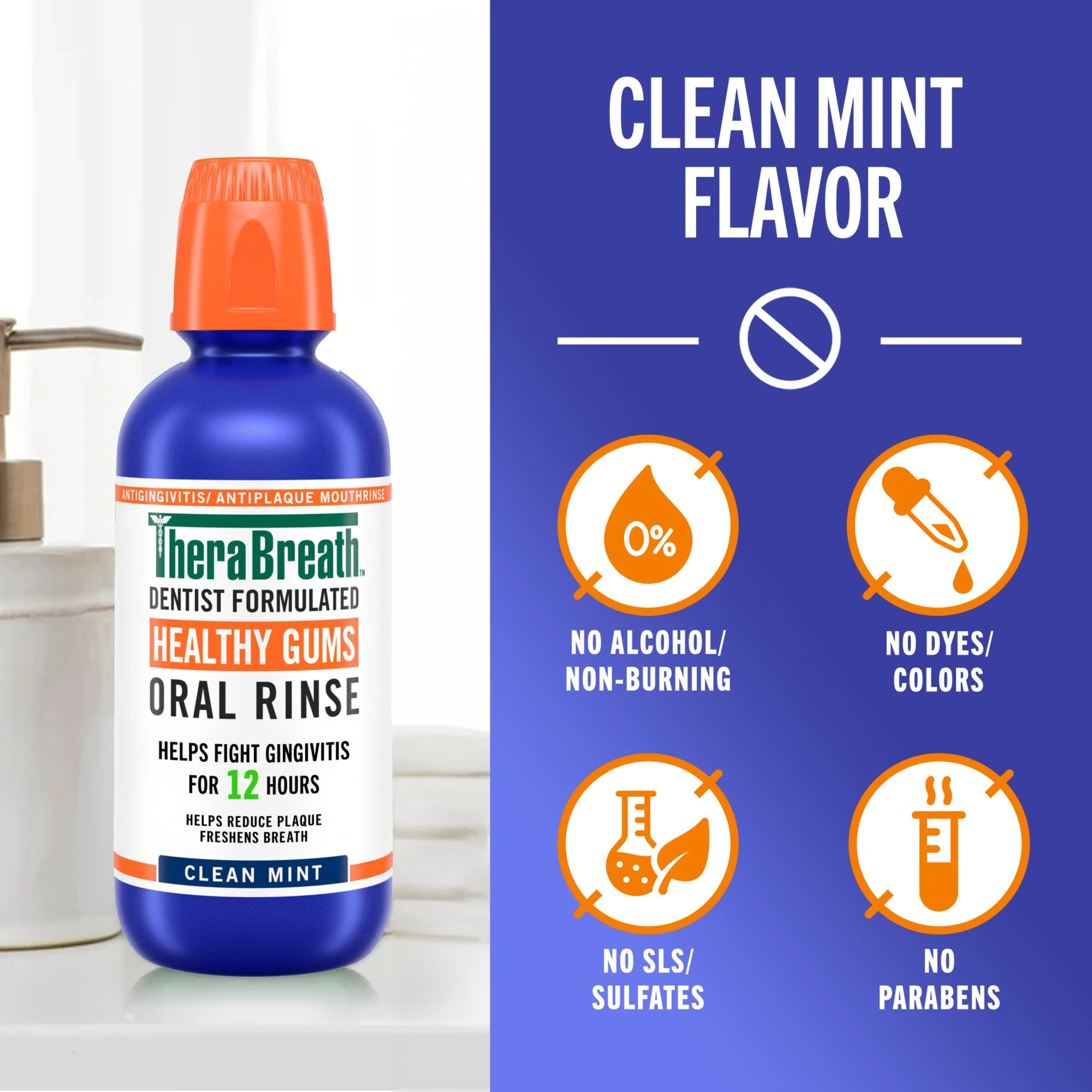 TheraBreath Healthy Gums Oral Rinse, Antigingivitis, Clean Mint Flavor, Dentist Formulated to Help Prevent Gingivitis and Support Gum Health, Alcohol Free, 16 Fl Oz (Pack of 2) - Image 7