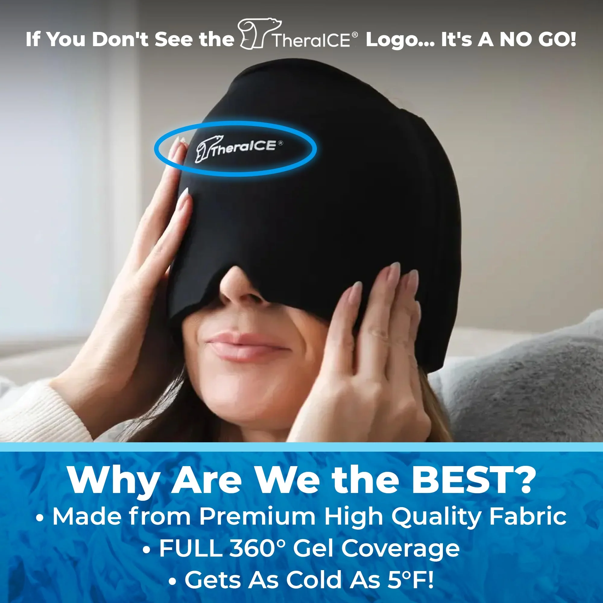 TheraICE Migraine Headache Relief Cap (Original (Black & Pink), 2.00, Count) - Image 7