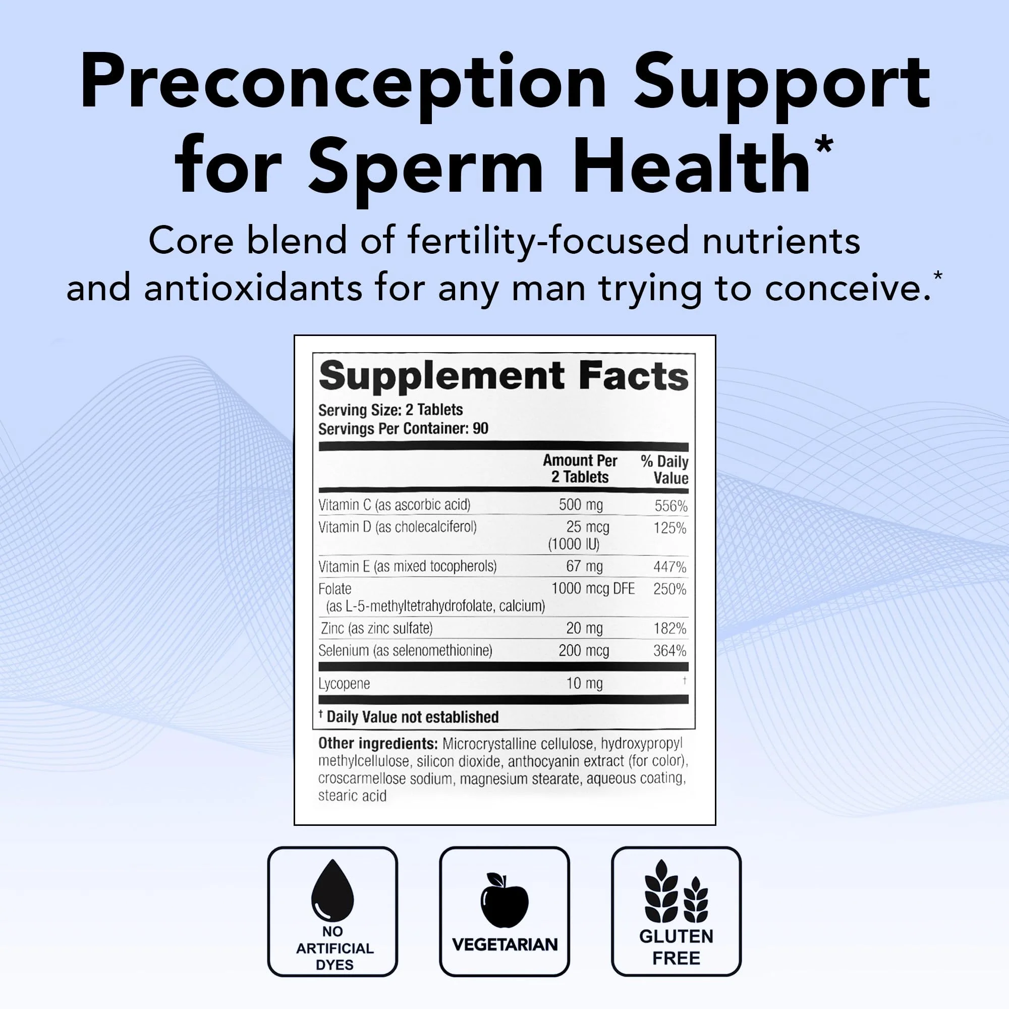 Theralogix ConceptionXR Reproductive Health For Men, Men's Preconception Vitamins for Fertility Support, Male Fertility Supplements for Sperm Health, NSF Certified - 180 Tabs (90-Day Supply), Unflavor - Image 5