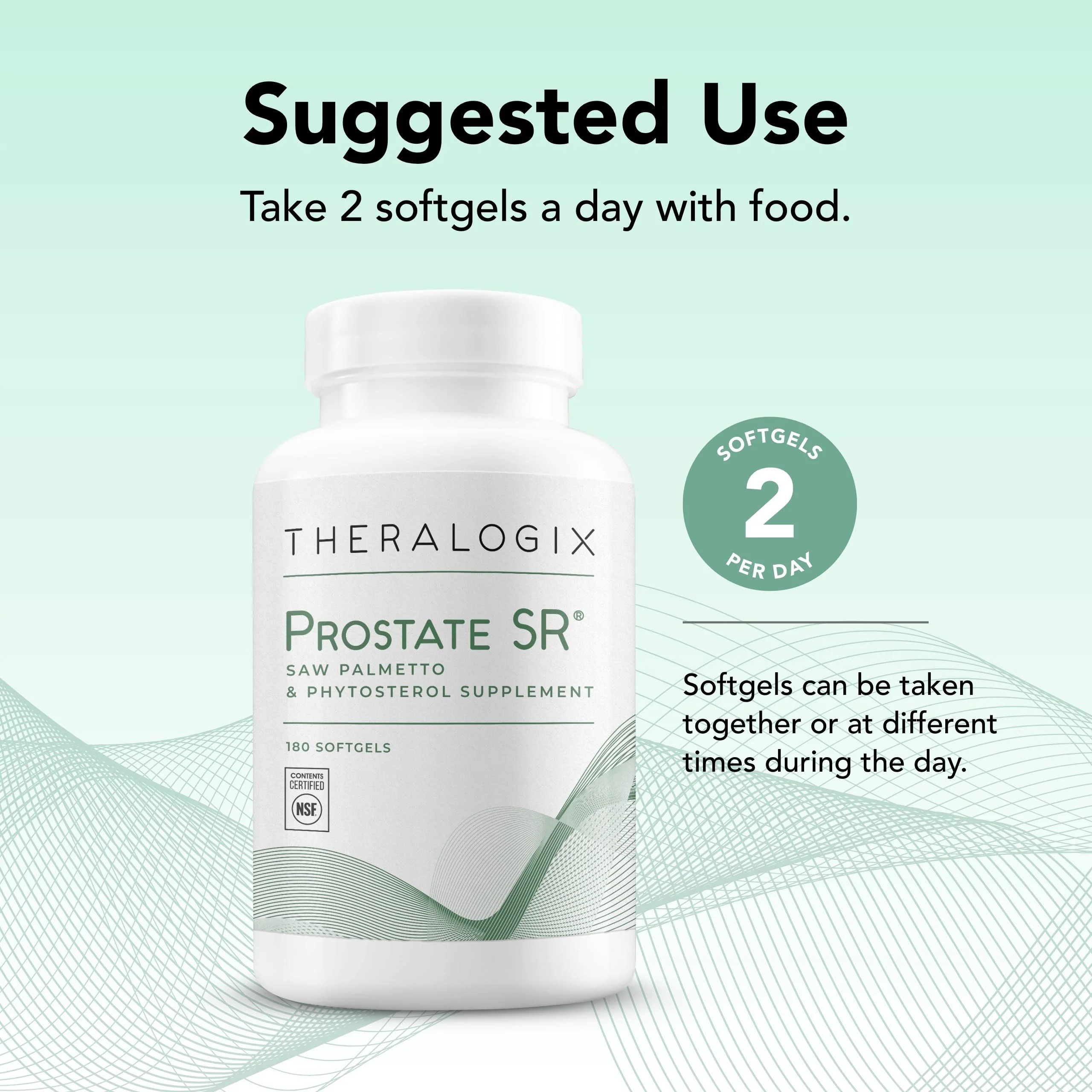 Theralogix Prostate SR Saw Palmetto & Beta-Sitosterol Supplement - Supports Healthy Urinary Tract Function in Men* - 90-Day Supply - NSF Certified - 180 Softgels - Image 4