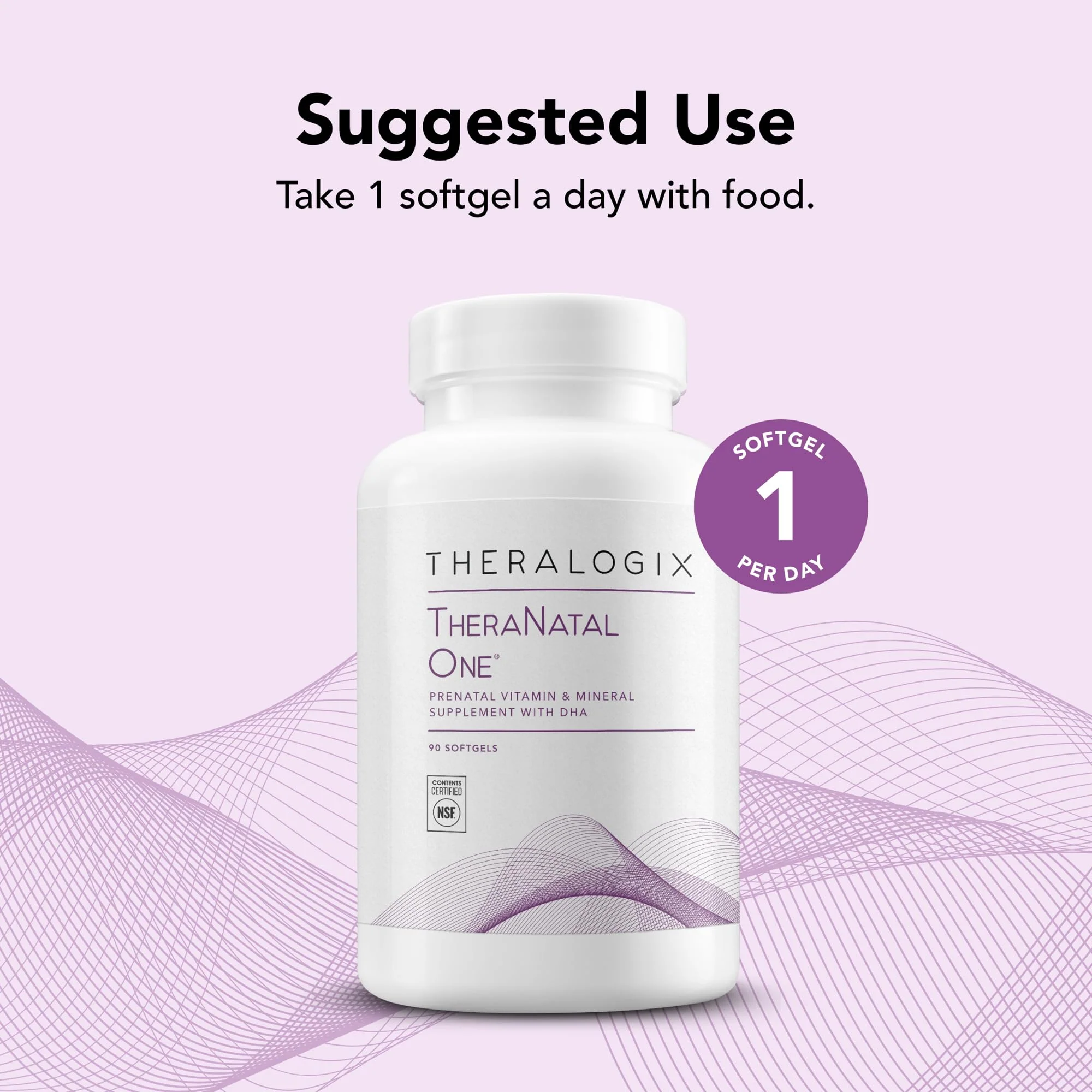 Theralogix TheraNatal One Prenatal Vitamin - 90-Day Supply - Prenatal Multivitamin with DHA, Vitamin D3, Methylated Folate, Iron & More to Support a Healthy Pregnancy* - NSF Certified - 90 Softgels - Image 3