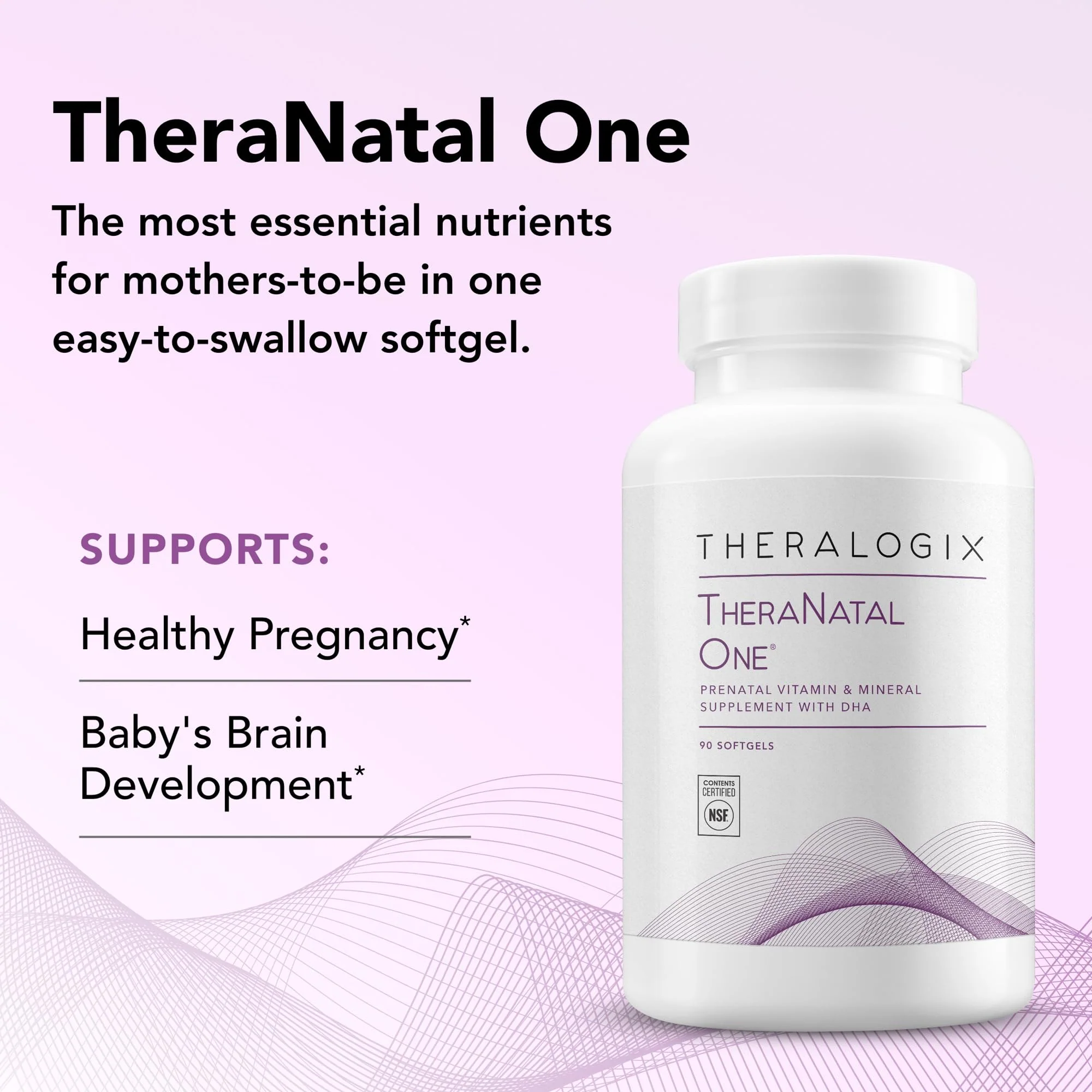 Theralogix TheraNatal One Prenatal Vitamin - 90-Day Supply - Prenatal Multivitamin with DHA, Vitamin D3, Methylated Folate, Iron & More to Support a Healthy Pregnancy* - NSF Certified - 90 Softgels - Image 4