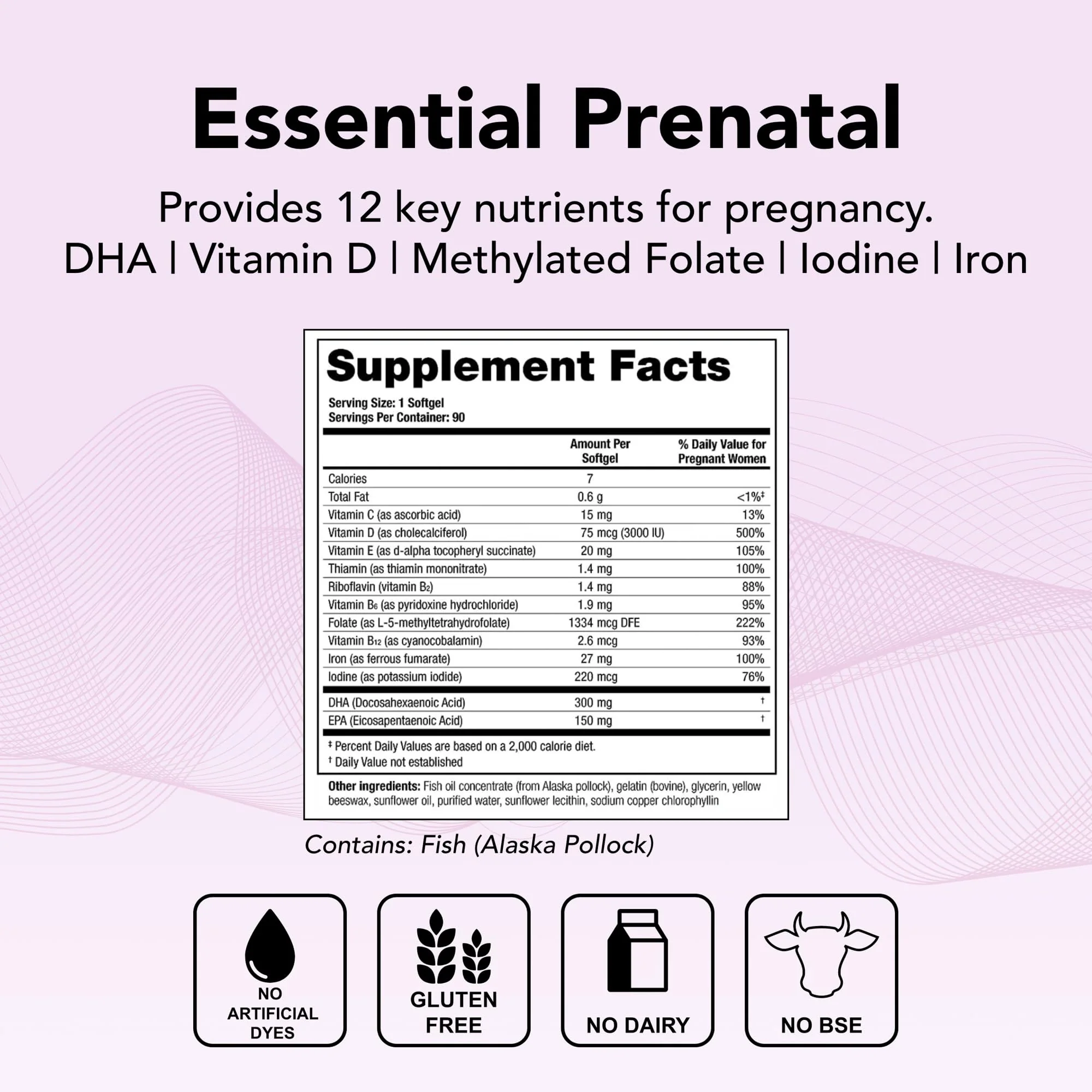 Theralogix TheraNatal One Prenatal Vitamin - 90-Day Supply - Prenatal Multivitamin with DHA, Vitamin D3, Methylated Folate, Iron & More to Support a Healthy Pregnancy* - NSF Certified - 90 Softgels - Image 5