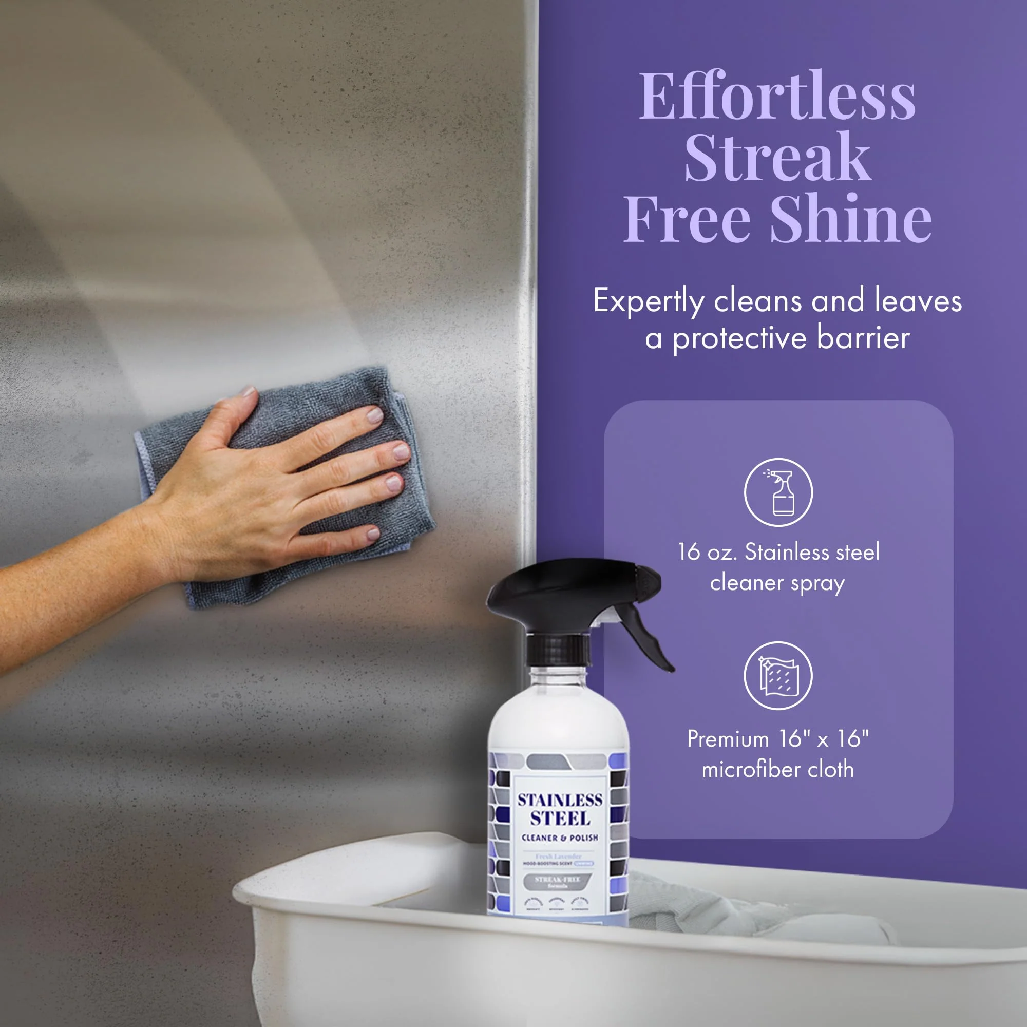Therapy Stainless Steel Cleaner and Polish 100% USDA Biobased, Fingerprint and Residue Remover, Lavender Essential Oil Scent, Sink Cleaner, Grill Spray - Image 7
