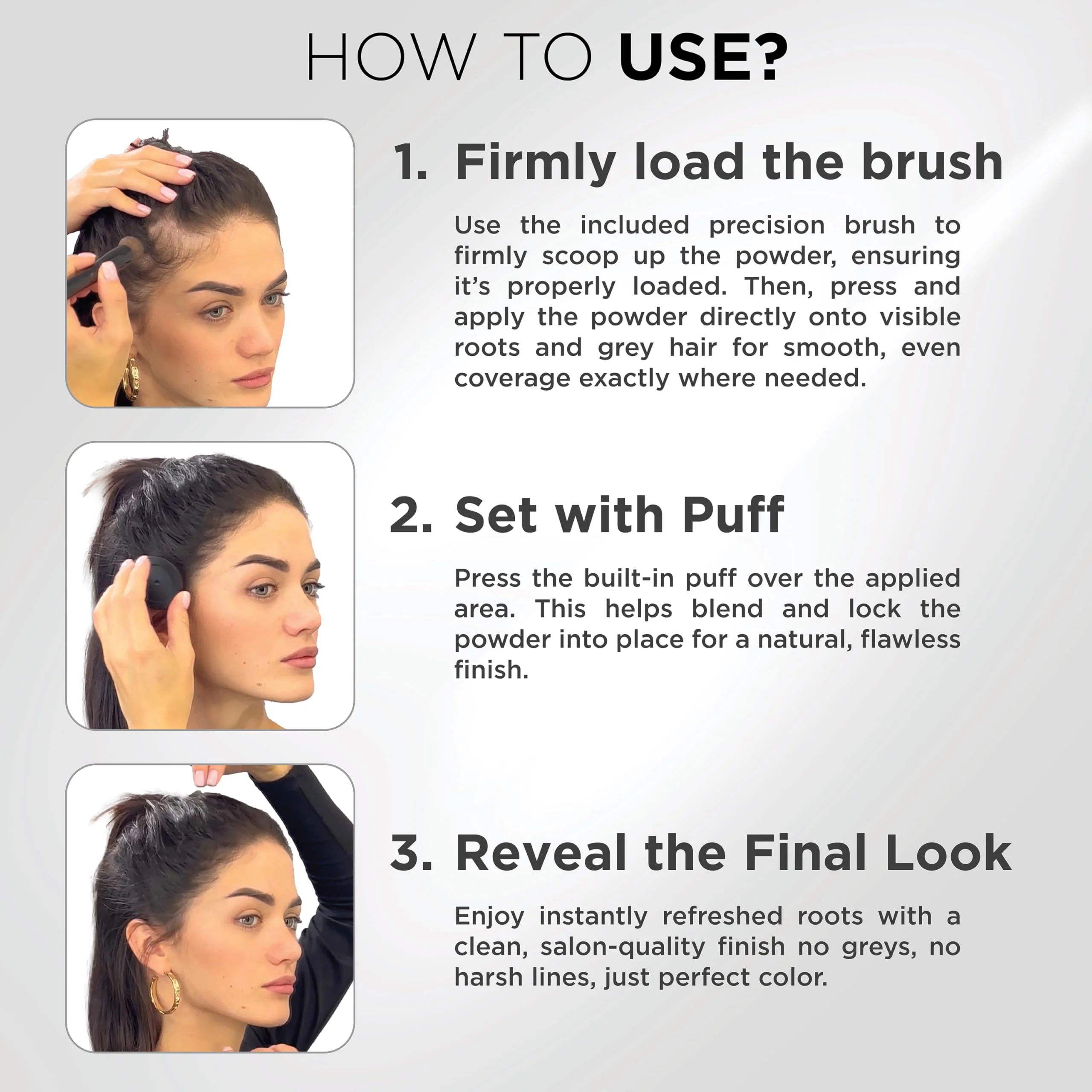 THICK FIBER Root Touch Up Powder - Water & Sweat Resistant Hair Loss Concealer Set for Thinning Hair Women, Includes Brush (Black) - Image 8