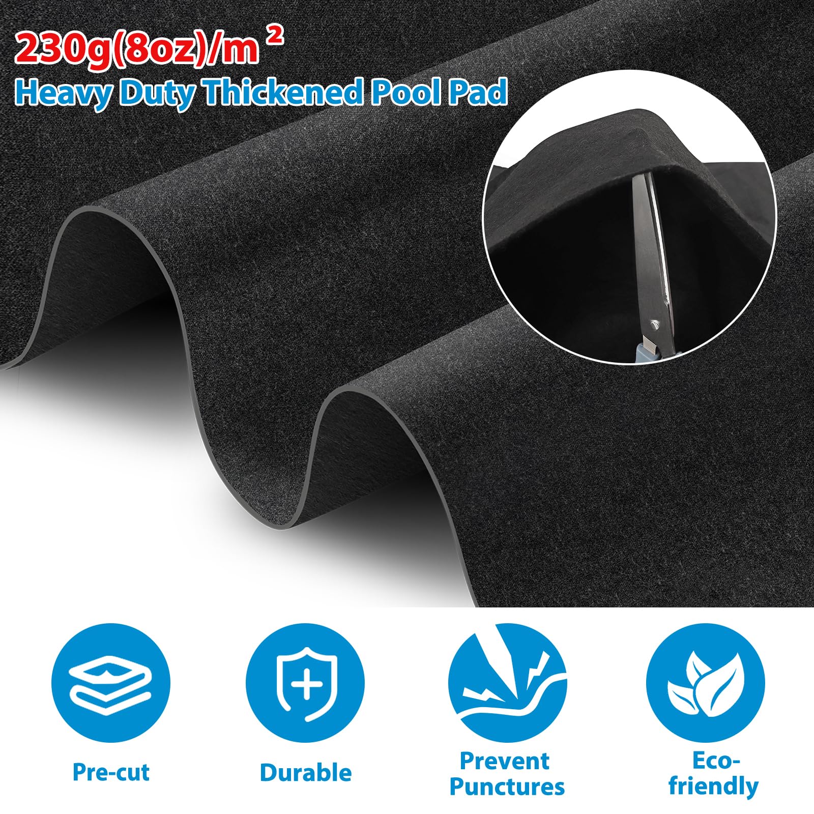 Thickened Pool Liner Pad for Above Ground Pool, 15 FT Round Under Pool Mat Padding, Pool Ground Pad Mat Under Pool for Pool Bottom, Prevent Punctures, Extend Liner Life - Image 6