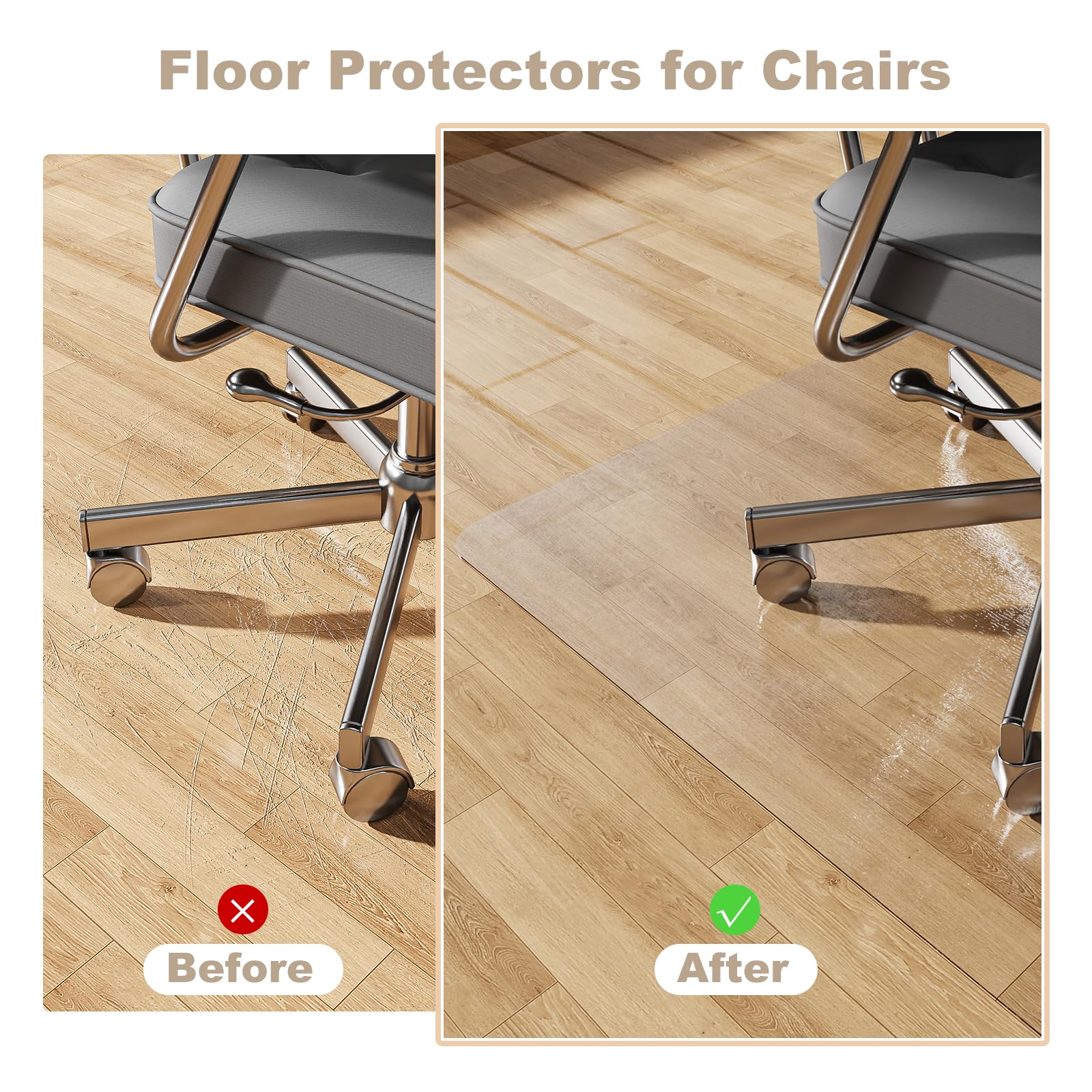 [Thickened to 2.0mm] 60"x75" Computer Chair Mat for Hardwood, PVC Office Mat for Hardwood Floor, Anti-Slip Rolling Chair Floor Protector,Vinyl Mats for Home, Under Desk Mats for Rolling Chairs - Image 4