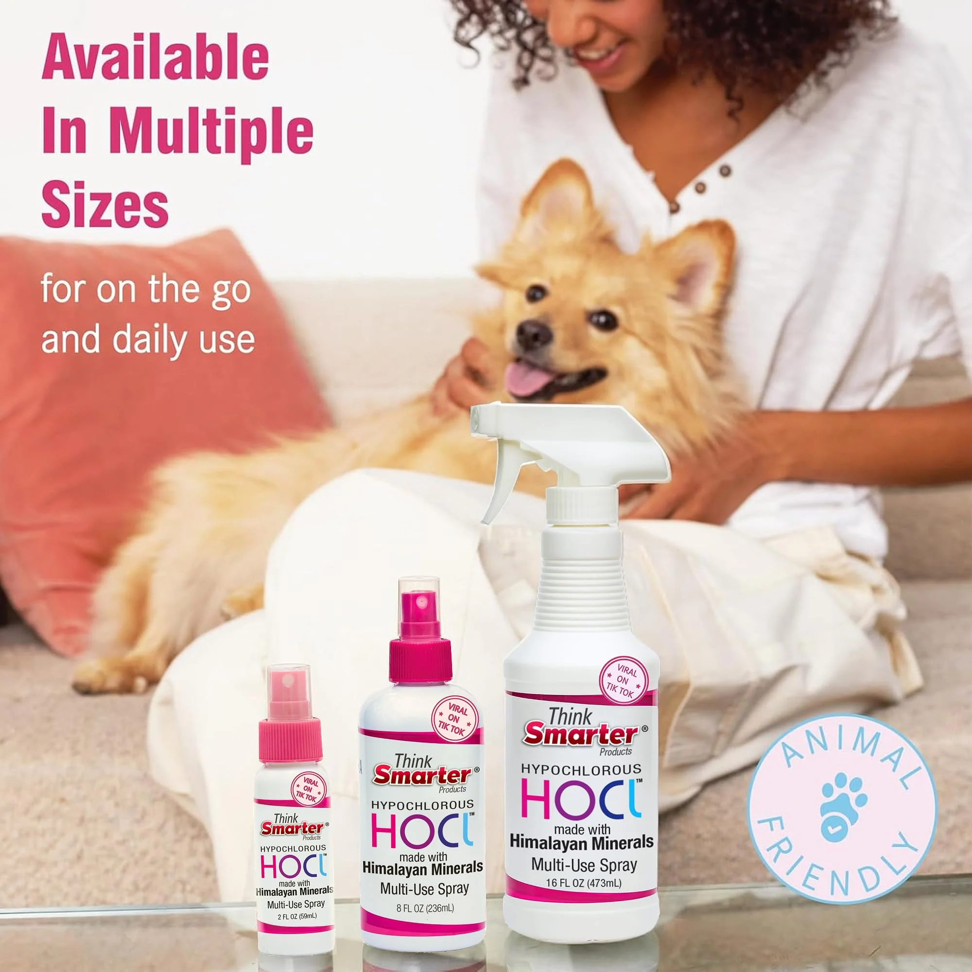 Think Smarter Products HOCL All-Purpose Cleaner with Hypochlorous Acid, All-Natural Surface Cleaner, & Skin Hydrator 16fl oz Clear Spray - Image 2
