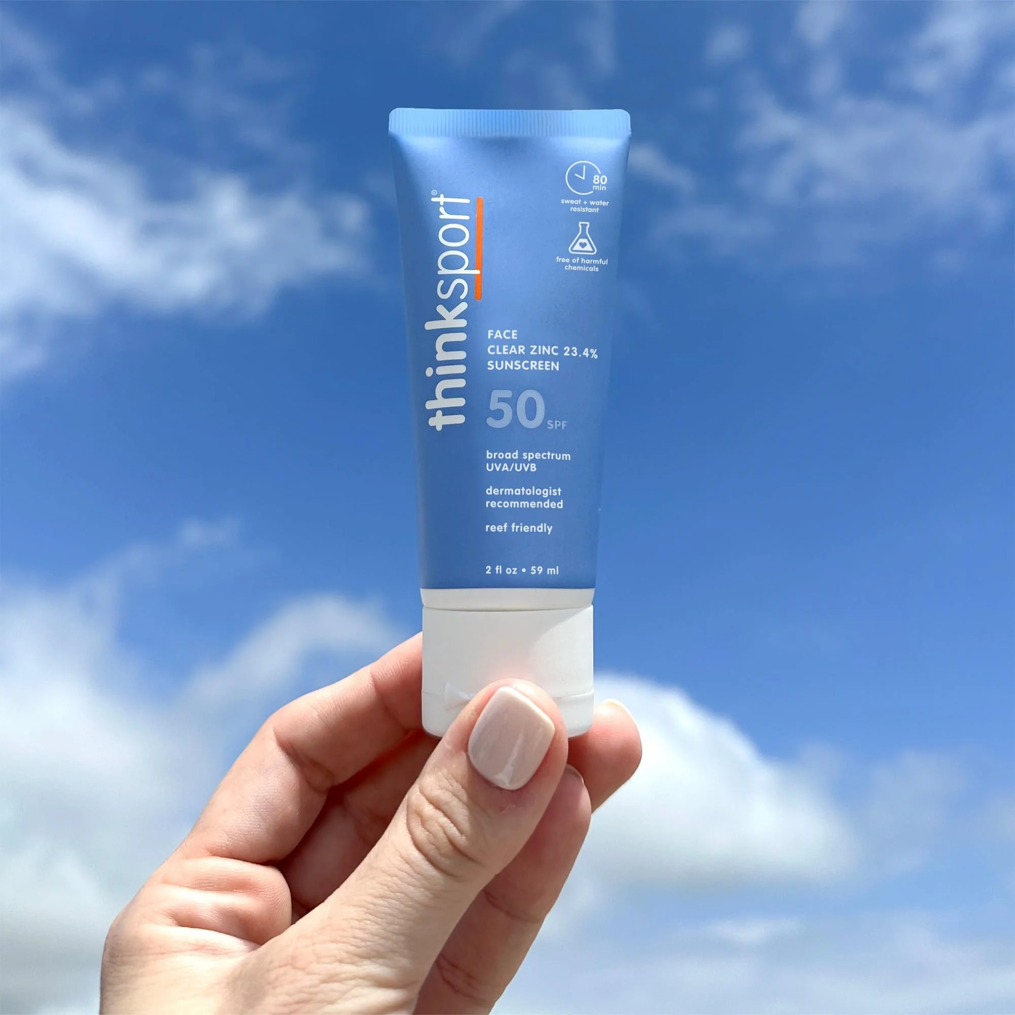 Thinksport SPF 50+ Sunscreen for Face with Clear Zinc Oxide, 2 Fl Oz – Safe, Natural, Water Resistant Face Sunscreen UVA/UVB Sun Protection – Vegan, Reef Safe Sunscreen - Image 6