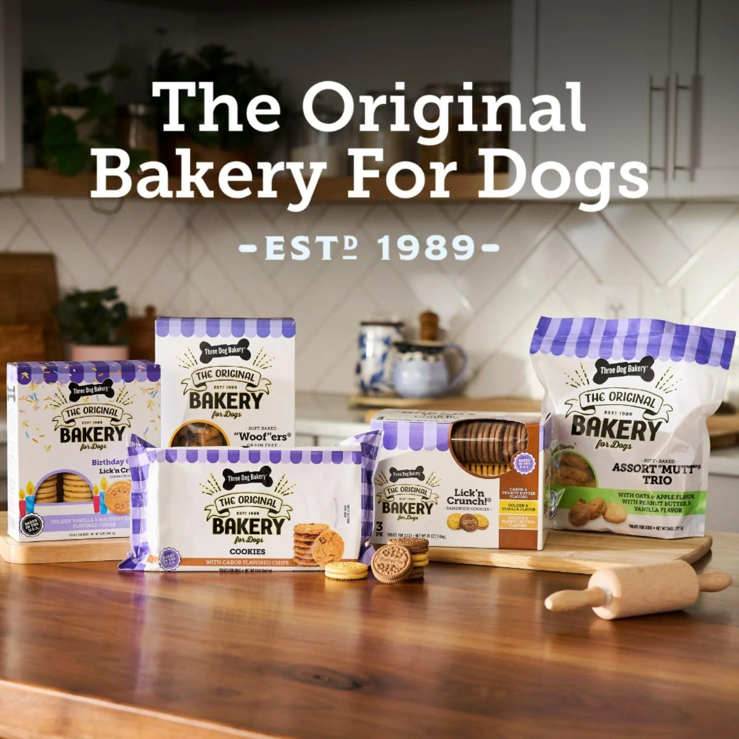 Three Dog Bakery Soft Baked PB&J Bites Dog Treats, Peanut Butter and Strawberry Flavor, Soft and Chewy Dog Cookies, Baked in The USA, 13 oz