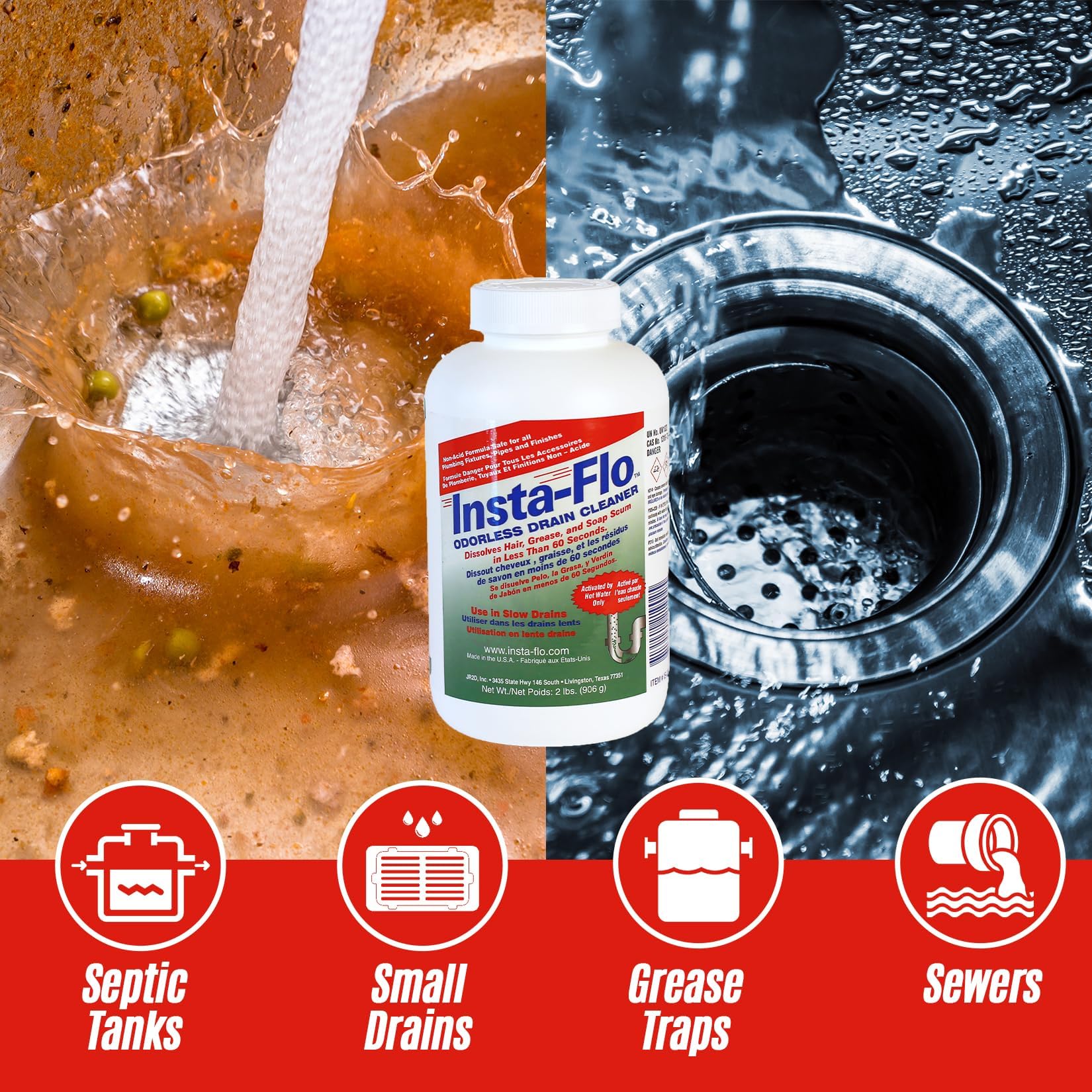 Thrift Marketing IS-200 2LB Insta Drain Cleaner - Image 2