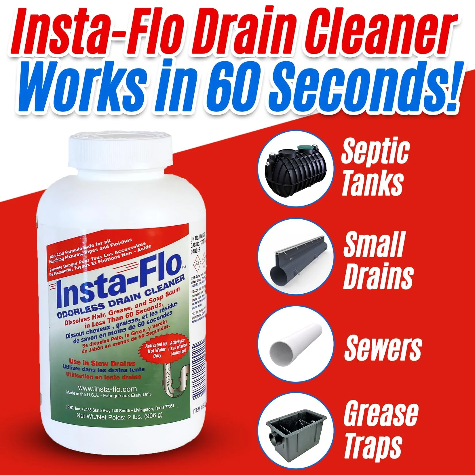Thrift Marketing IS-200 2LB Insta Drain Cleaner - Image 4