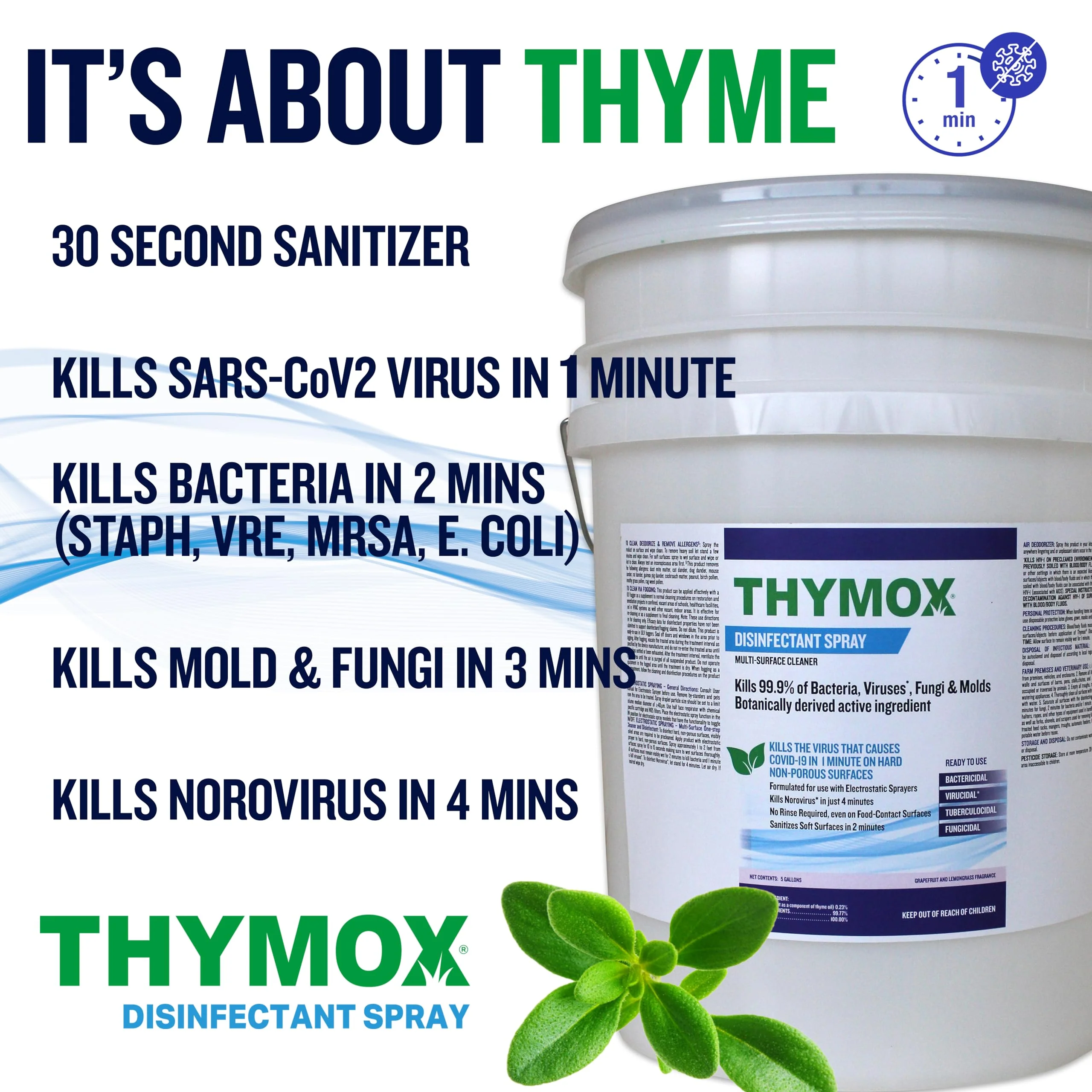 Thymox 5 Gallon Pail Botanical Disinfectant - All Natural Cleaner Mold Remover, Multipurpose Cleaner, Mold Killer - Ideal for Restoration Jobs and Water Damage, Pet Friendly Natural Disinfectant - Image 6