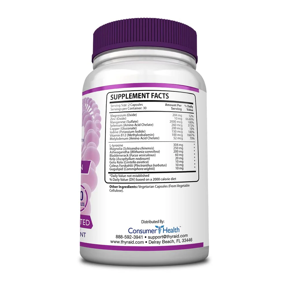 ThyrAid - Thyroid Supplement - Iodine, Kelp, Ashwagandha - Vegan - 60 Capsules (1 Month Supply) - Image 3