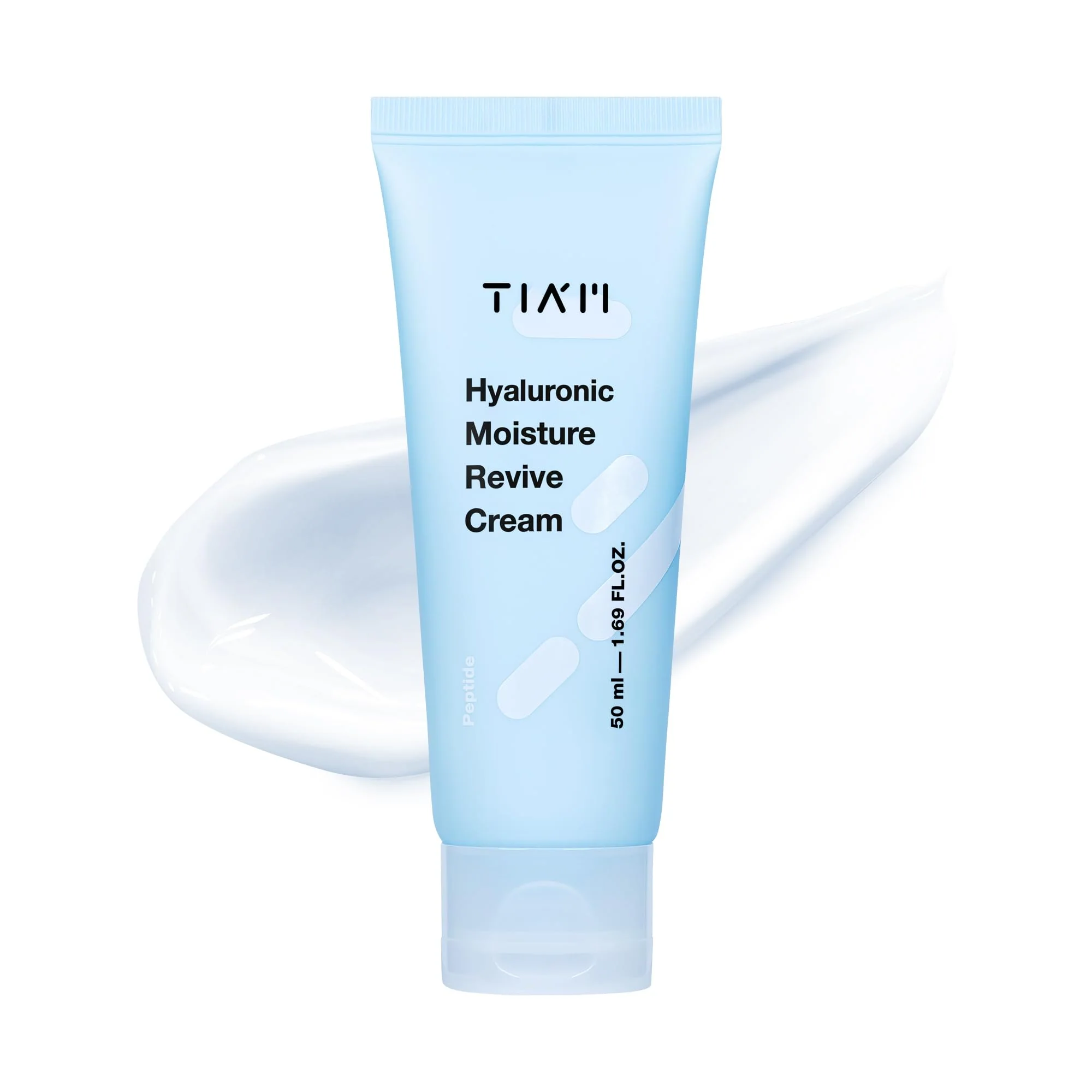 TIA'M TIAM Hyaluronic Moisture Revive Cream, 1.69 fl oz, Peptide & Ceramide Facial Moisturizer for Long-Lasting Hydration and Firming, Perfect for Dry and Dehydrated Skin, Korean Skin Care