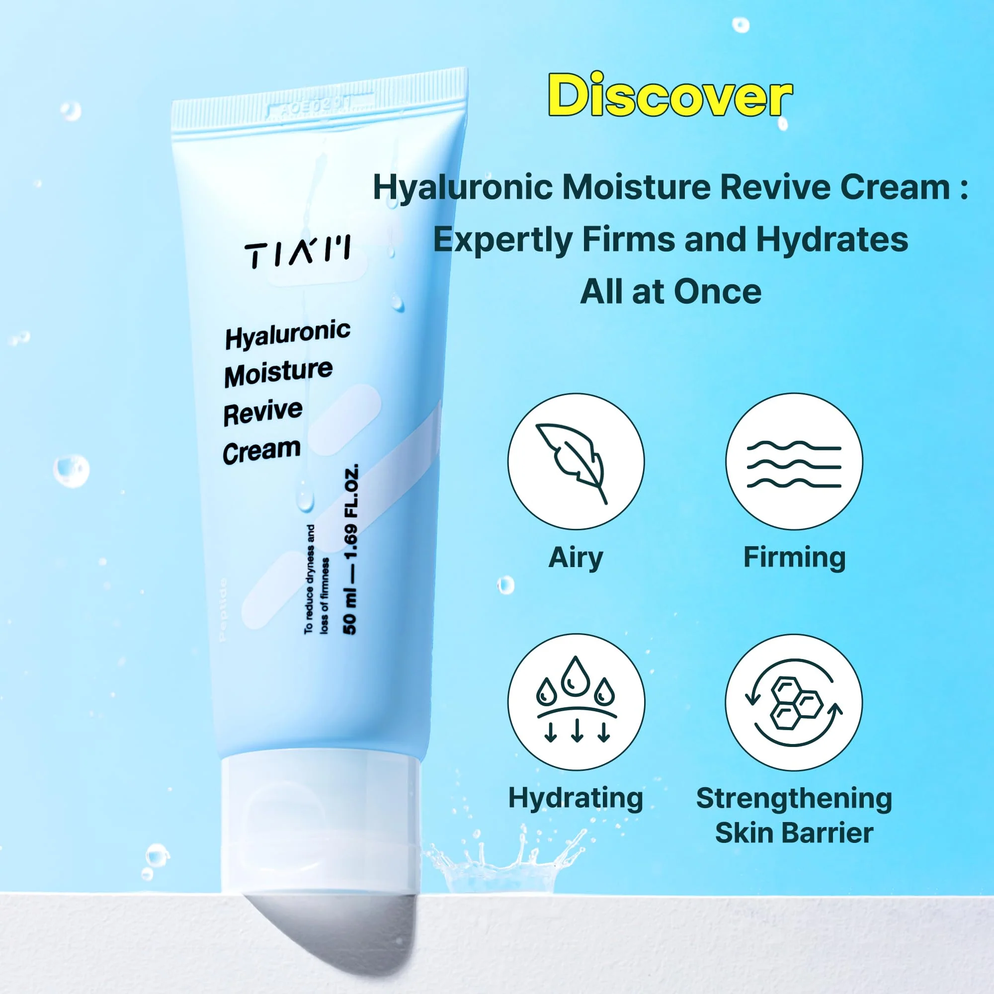 TIA'M TIAM Hyaluronic Moisture Revive Cream, 1.69 fl oz, Peptide & Ceramide Facial Moisturizer for Long-Lasting Hydration and Firming, Perfect for Dry and Dehydrated Skin, Korean Skin Care - Image 9