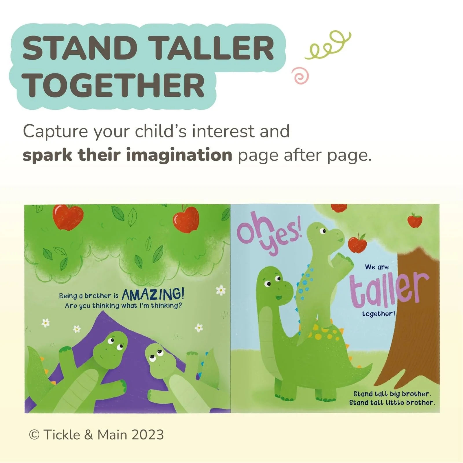 Tickle & Main Big Brother Gift Dinosaur Stuffed Animal Set - 3-Piece, Green, Ages 2+ - Sibling Matching Plush Dinosaurs with Stand Taller Together Book - Sibling Gifts - Image 3