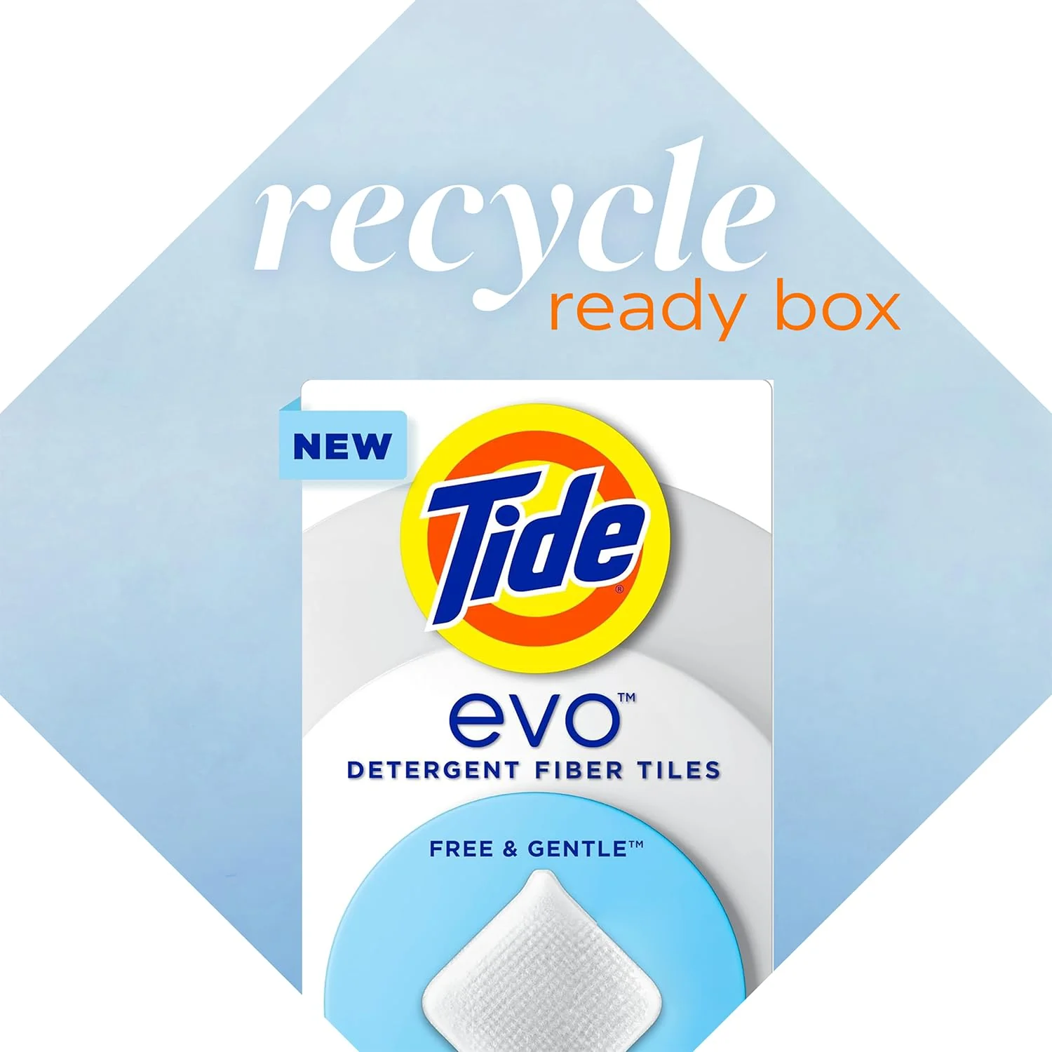 Tide evo Free & Gentle Tiles Fragrance-Free Hypoallergenic Laundry Detergent Fiber Tiles for Sensitive Skin Works on 100% of Common Stains Safe for All Machines and Water Conditions, 40 Count - Image 7