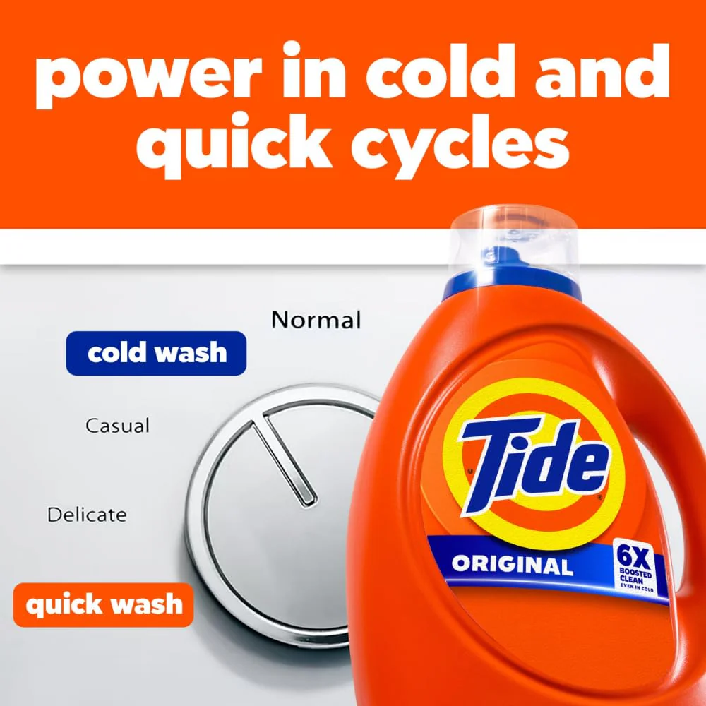 Tide Laundry Detergent Liquid, Original Scent, 64 Loads, 80 FL OZ, Works on 100% of Common Stains, Laundry Soap, Liquid Laundry Detergent - Image 9