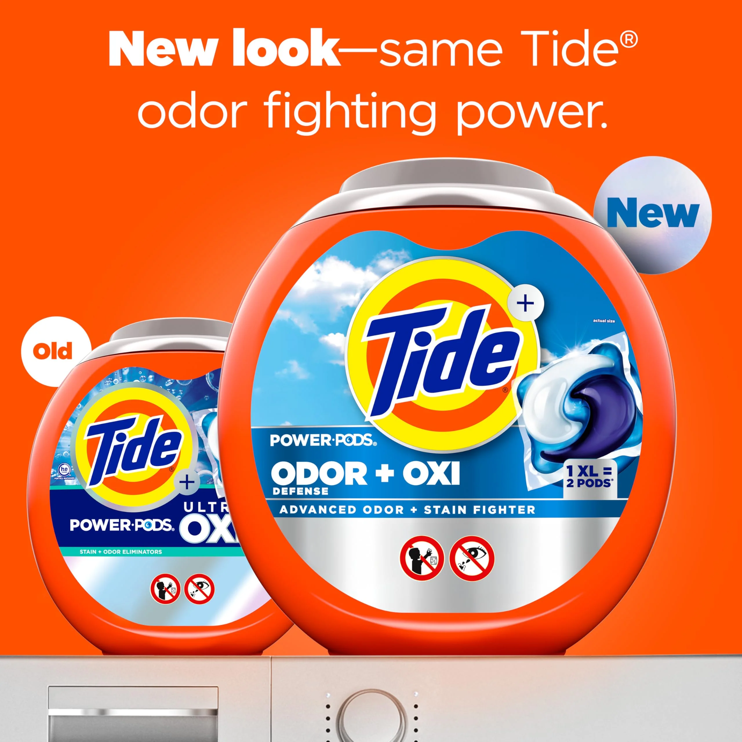Tide Odor Defense + Oxi Laundry Detergent Pacs, Original Scent, 57 Count, Advanced Odor + Stain Fighter (Pack of 2) - Image 2
