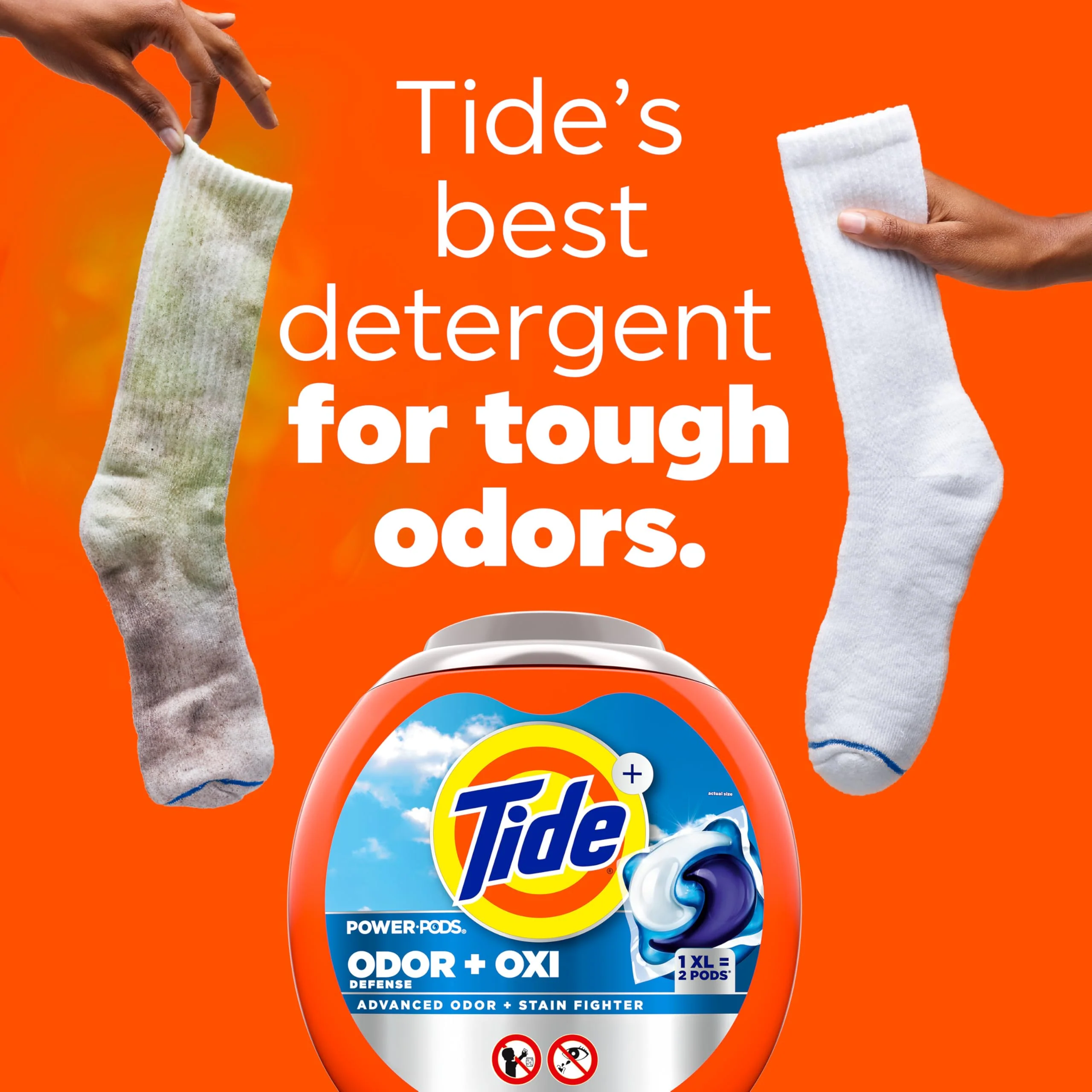 Tide Odor Defense + Oxi Laundry Detergent Pacs, Original Scent, 57 Count, Advanced Odor + Stain Fighter (Pack of 2) - Image 3