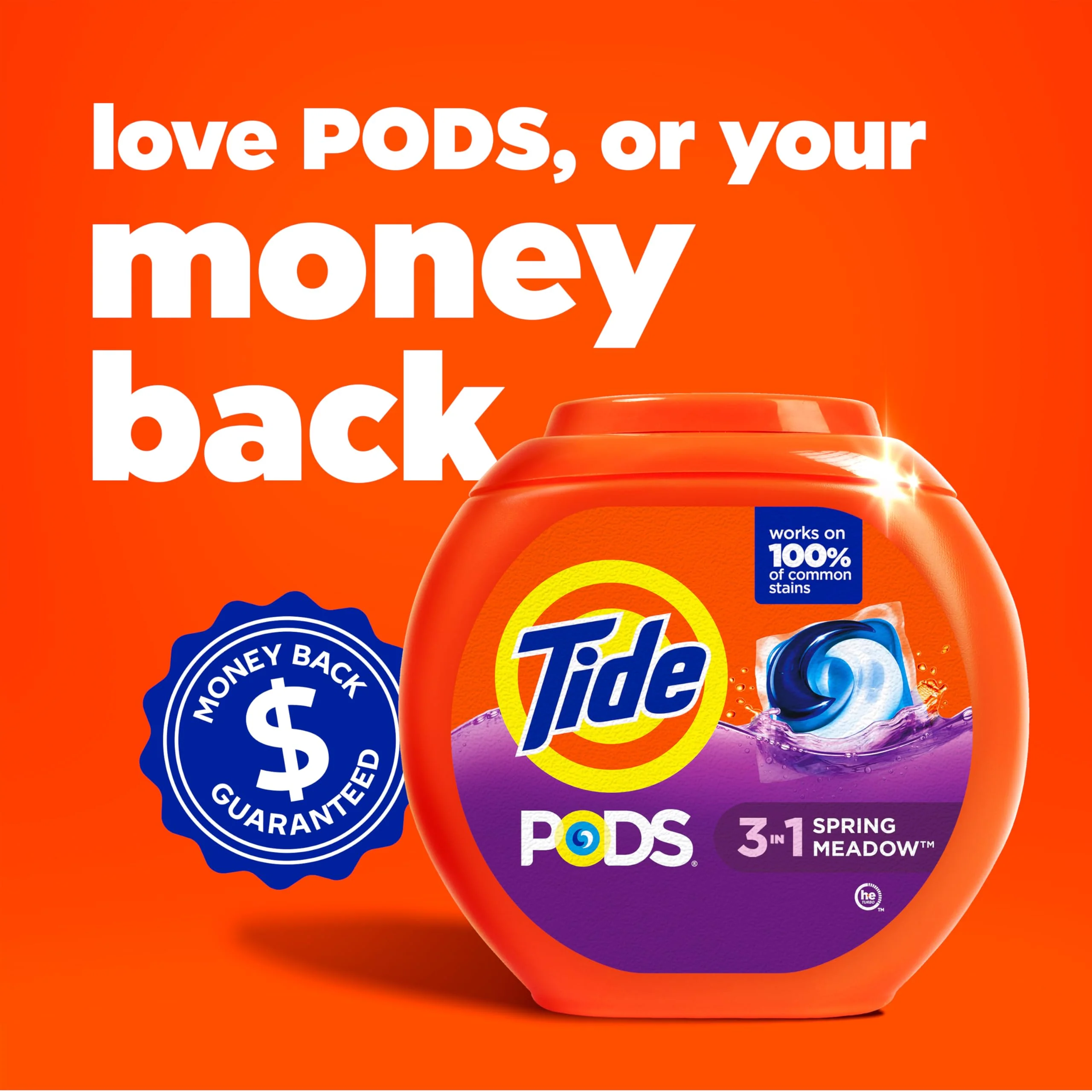 Tide PODS laundry detergent pacs, 3-in-1 Stain Remover, Odor Fighter, Color Protector, 112 Count, HE compatible, Spring Meadow Scent - Image 8