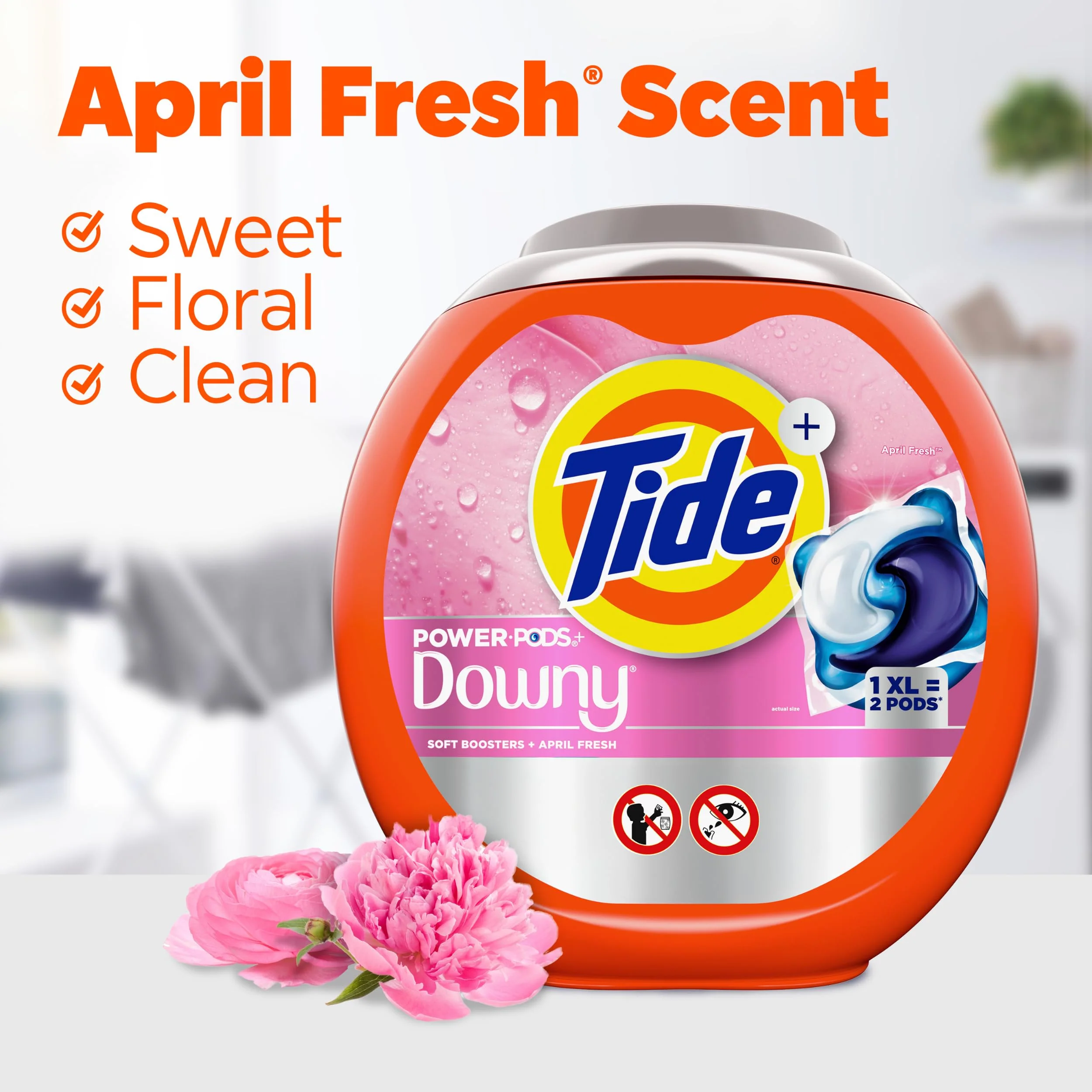 Tide Power PODs + Downy Laundry Detergent Pods, 63 Count, Soft Boosters + April Fresh - Image 8