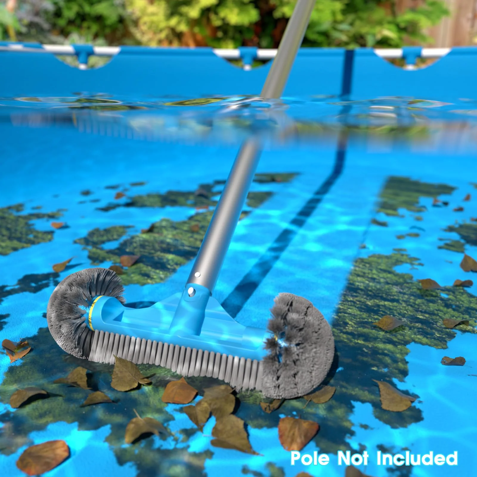 TidyMister 12.5'' Round End Pool Brush Head - Cleaning Wall & Tiles & Steps, Sturdy Nylon Bristles, Scrub Brush for Inground/Above Ground Pool, Spa, Hot Tub, No Pole - Image 3
