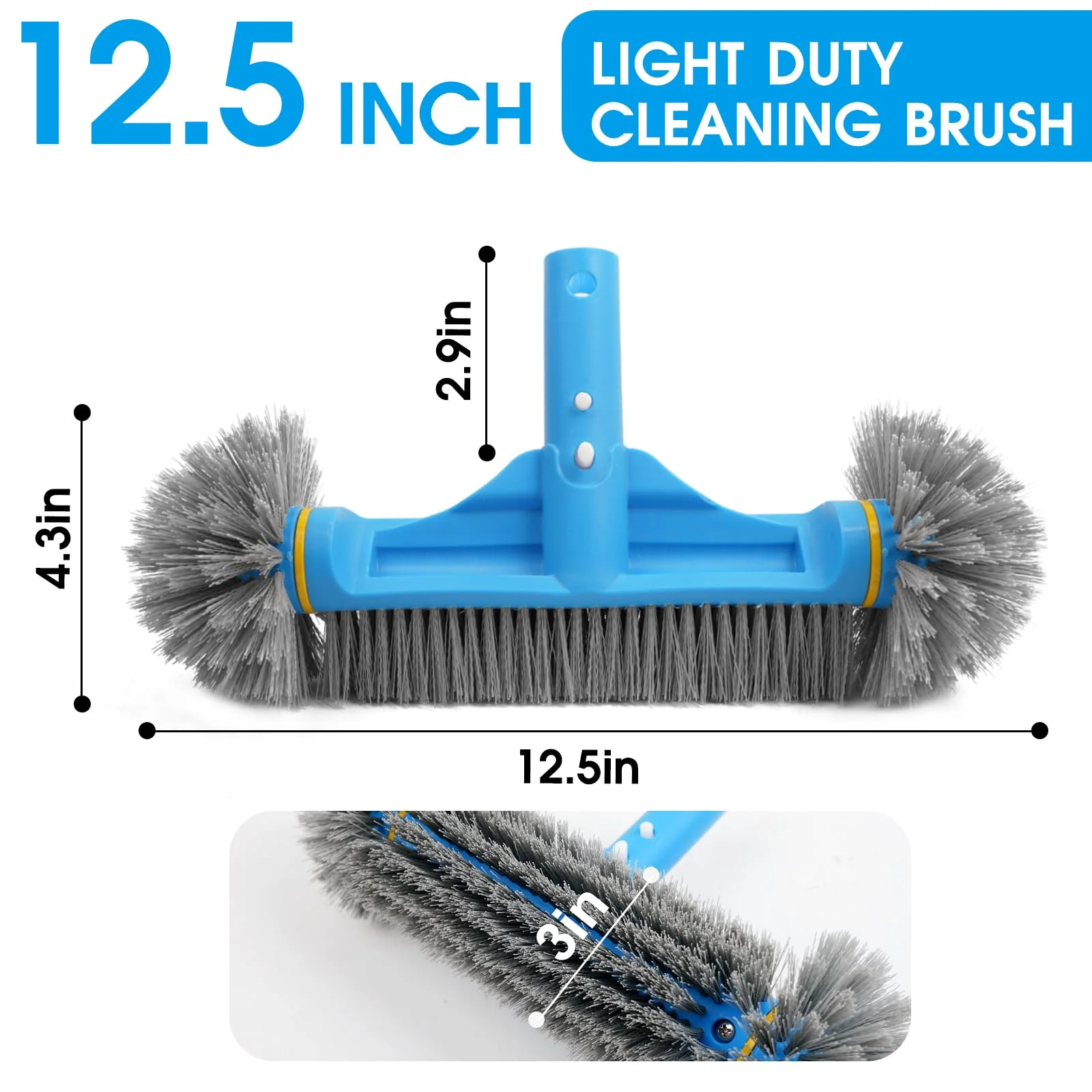 TidyMister 12.5'' Round End Pool Brush Head - Cleaning Wall & Tiles & Steps, Sturdy Nylon Bristles, Scrub Brush for Inground/Above Ground Pool, Spa, Hot Tub, No Pole - Image 7