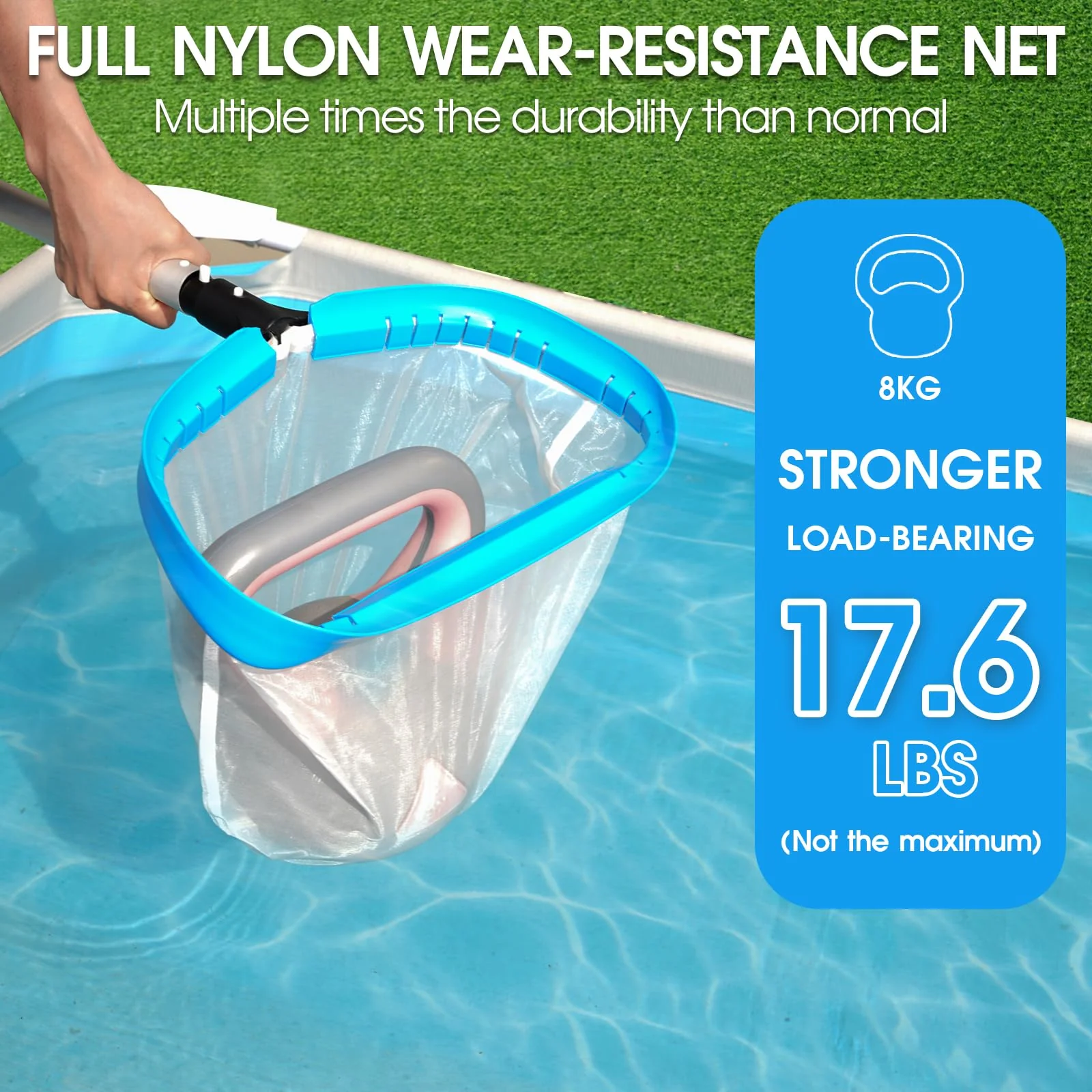 TidyMister 14'' Ultra Fine Mesh Pool Skimmer Net Rake for Sand Silt Pollen Debris - Super Extra Fine Nylon Cleaning Pool Net for Above Ground & In-ground Swimming Pools - Image 2