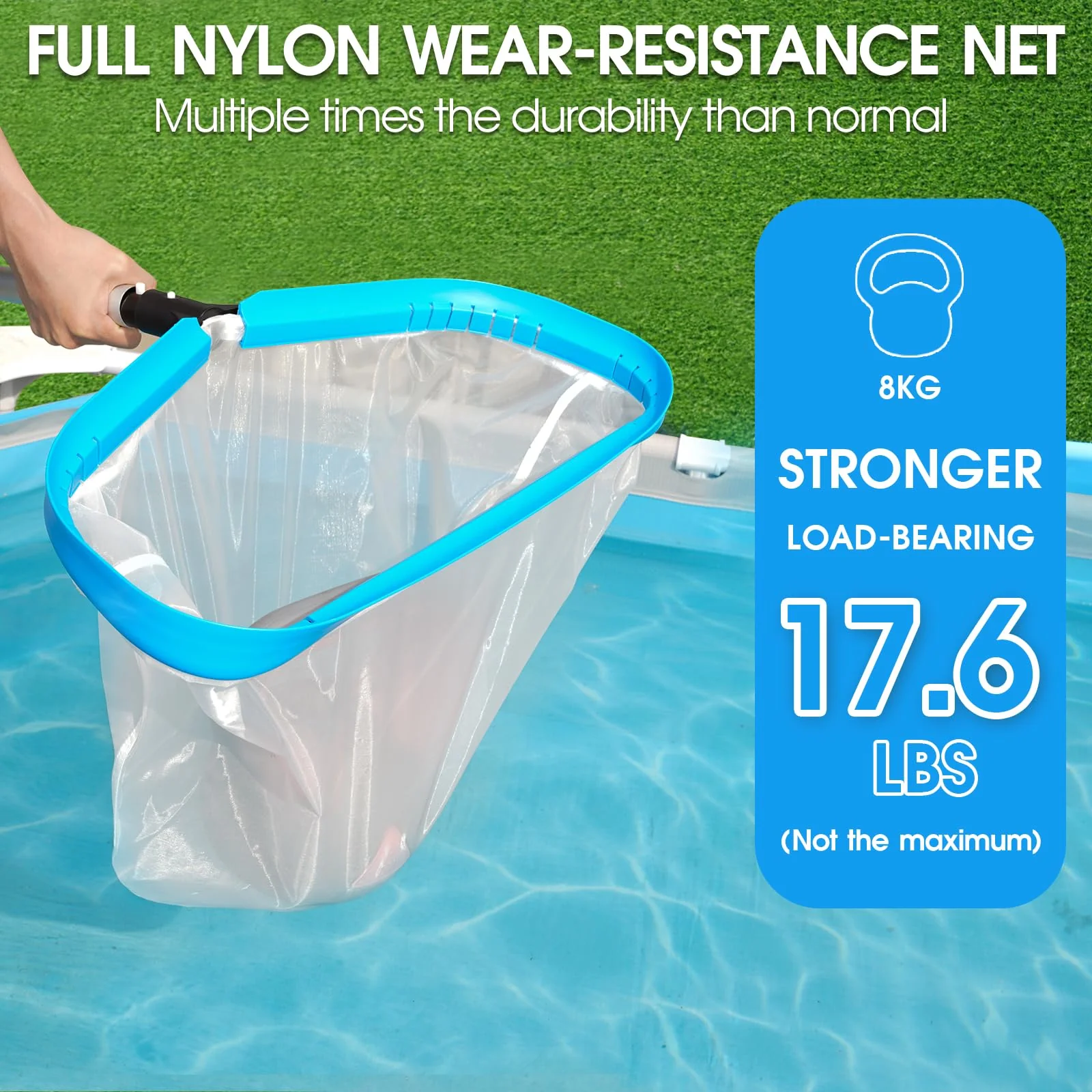 TidyMister 20'' Ultra Fine Mesh Pool Skimmer Net Rake for Sand Silt Pollen Debris - Super Extra Fine Nylon Cleaning Pool Net for Above Ground & In-ground Swimming Pools - Image 2